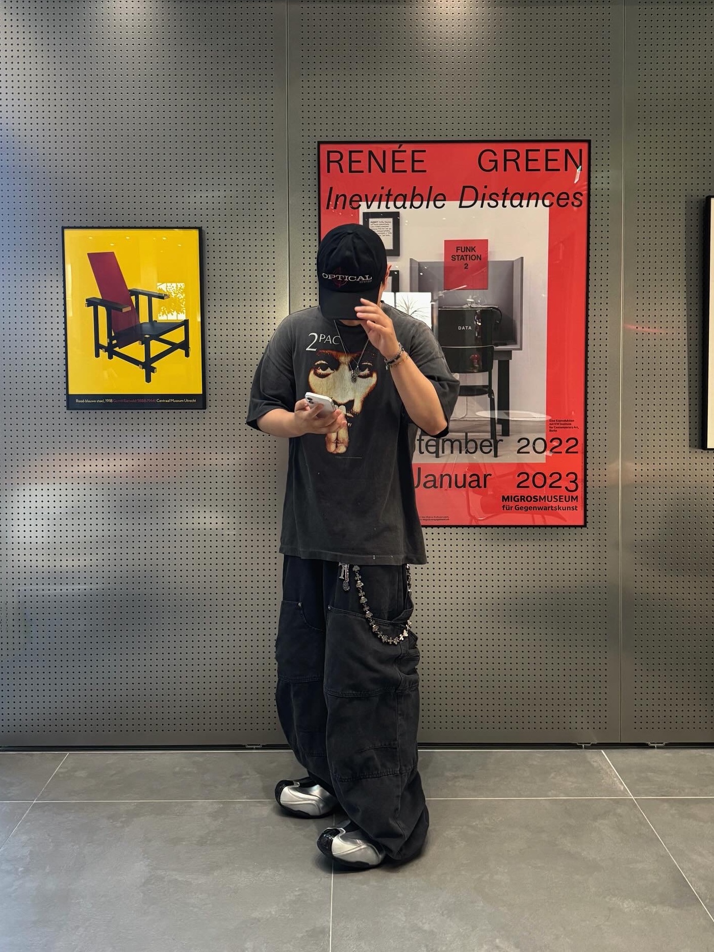 Saint Mxxxxxx x 2Pac S/S T-Shirt Black - 25SS, Nonnod Double knee cover pants Vintage black 착용 스타일