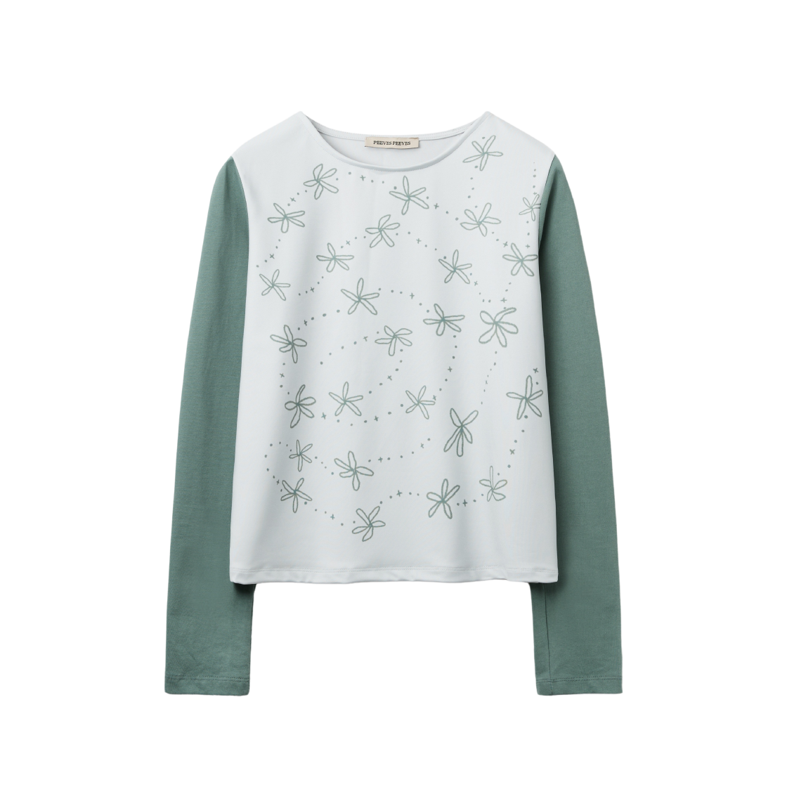 피브스 피브스 핸드 라이팅 플라워 롱 슬리브 탑 그린