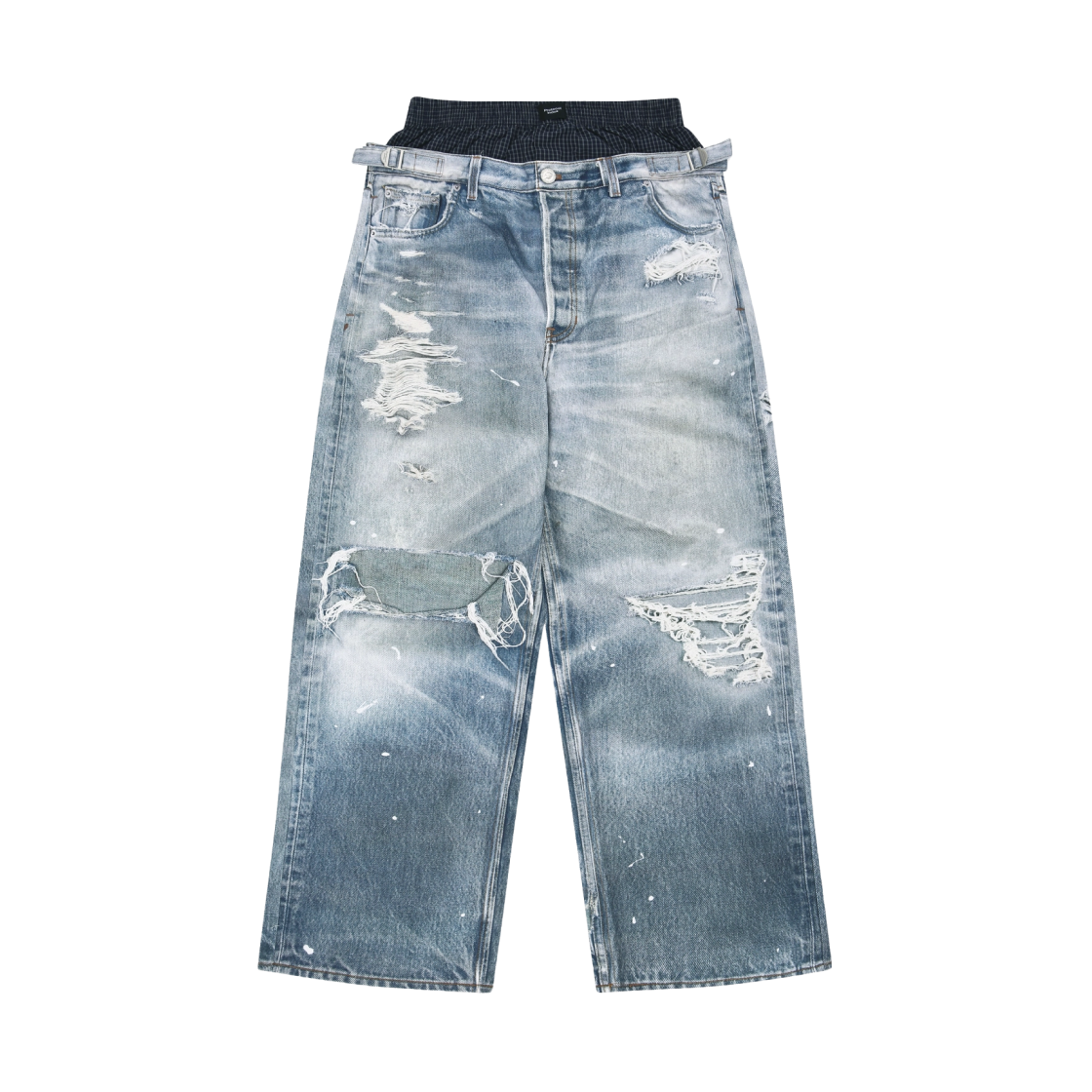 프로토콜 인덱스 트롱프 뢰유 레이어드 팬츠 블루