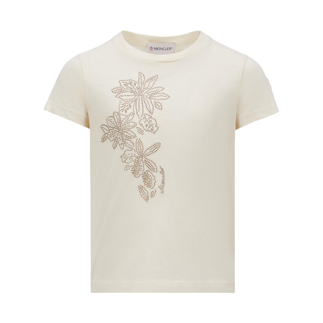(키즈) 몽클레르 스터드 플라워 모티프 코튼 티셔츠 화이트 - 25SS((Kids) Moncler Studded Flower Motif Cotton T-Shirt White - 25SS)