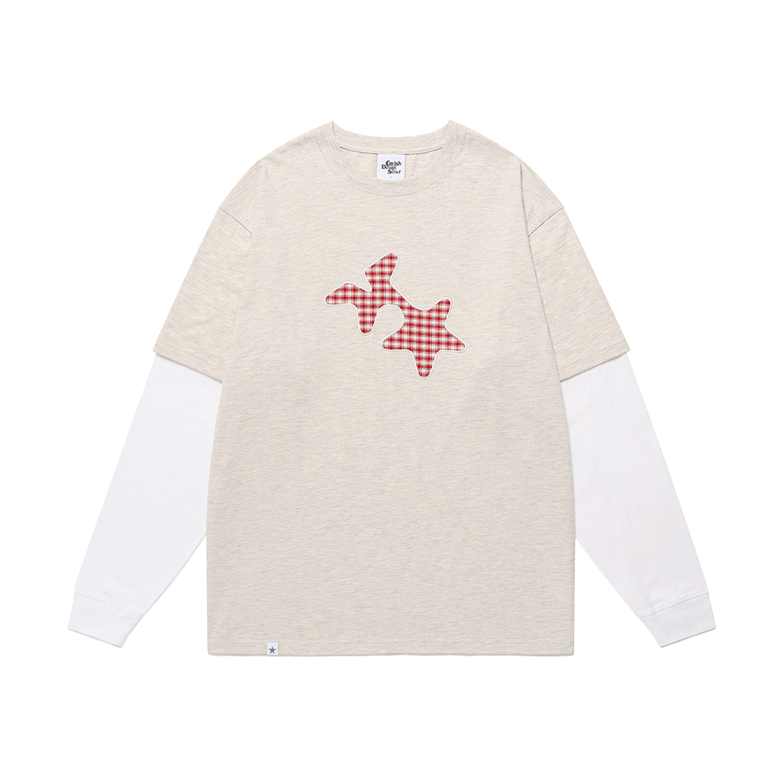 CV2FFUT578AOM CAVISH Check Twin Star Layered Ls Tee Oatmeal