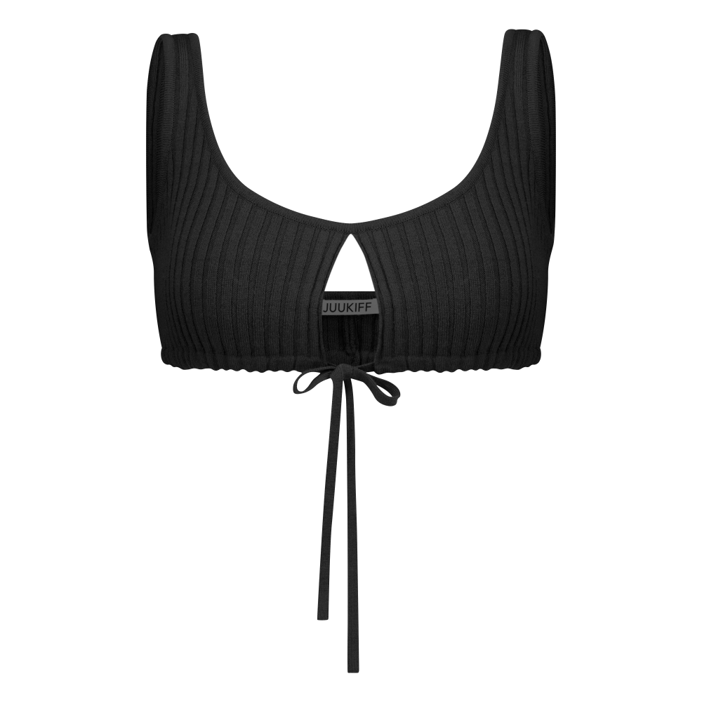 쥬키프 울 프론트 스트링 브라렛 차콜(Juukiff Front String Bra In Wool Charcoal)