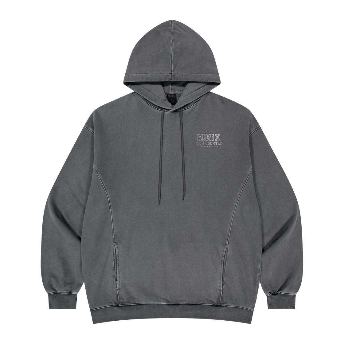 에이치덱스 코어 스몰 로고 피그먼트 후디 차콜(HDEX Core Small Logo Pigment Hoodie Charcoal)