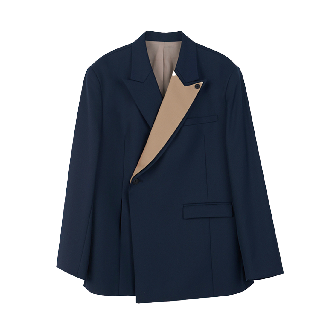2503MBLNV3 STU Layered Lapel Blazer Navy
