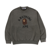 BAPE Garment Dye College Relaxed Fit Crewneck Sweatshirt Olivedrab