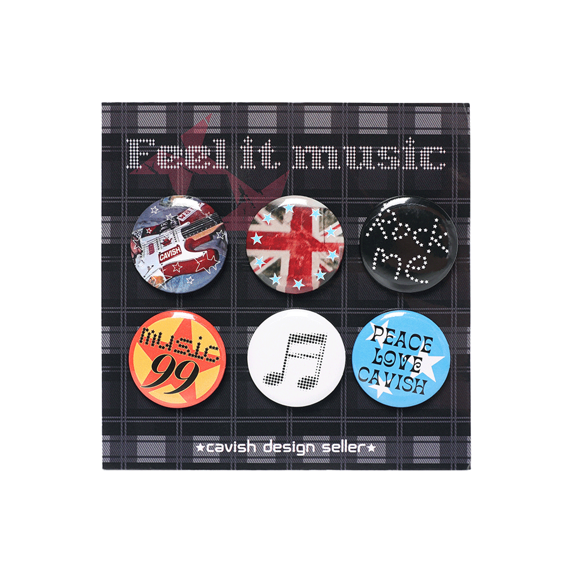 CV2FFUAB64AML CAVISH Feel It Music Pin Button Set Multi