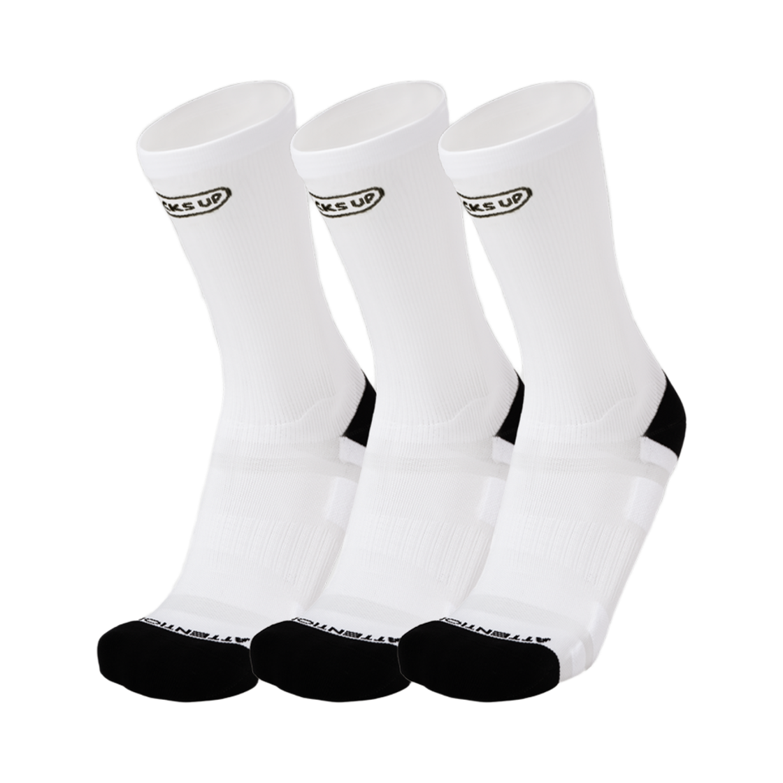 SU-ATT-CREW-3P Socks Up Attention Dry Running Crew Socks PRO White 3 pack