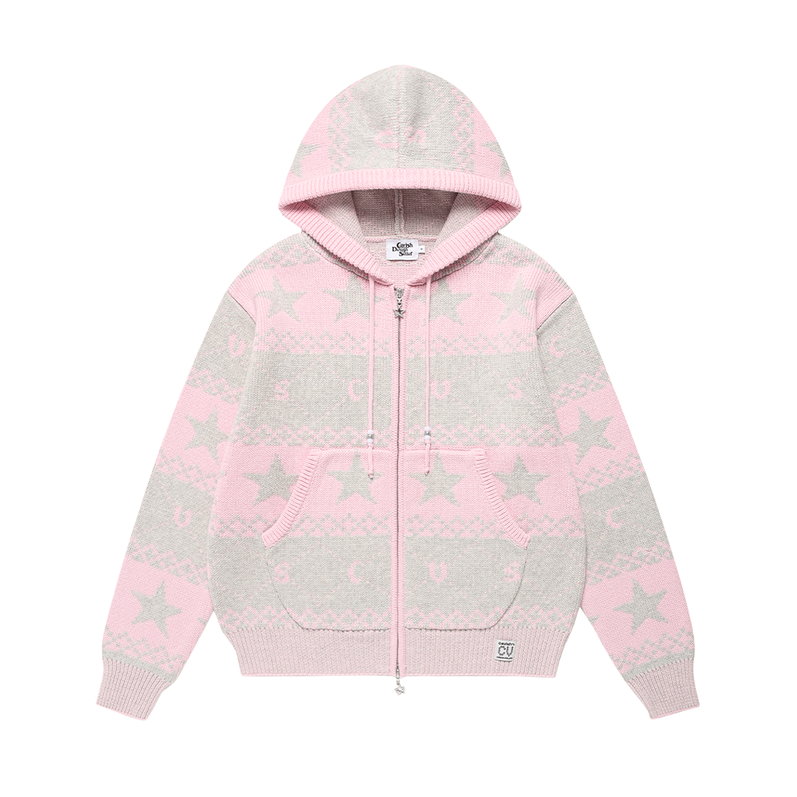 CV2FFUK680APK CAVISH Nordic Knit Zip Up Hoodie Pink