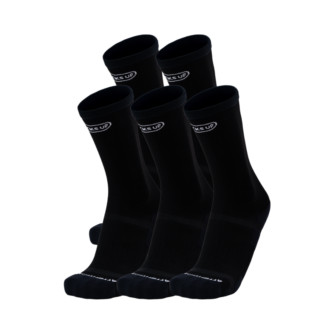 SU-ATT-CREW-5P Socks Up Attention Dry Running Crew Socks PRO Black 5 pack