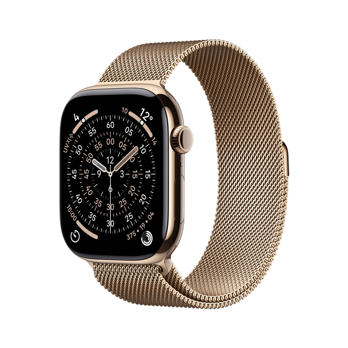 애플 워치 11 46mm GPS 셀룰러 골드 티타늄 케이스 밀레니즈 루프 M/L 골드 (국내 정식 발매 제품)(Apple Watch Series 11 46mm GPS Cellular Gold Titanium Case with Milanese Loop M/L Gold (Korean Ver.)) - 1
