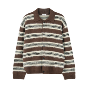 STU Fluffy Stripe Cardigan Brown