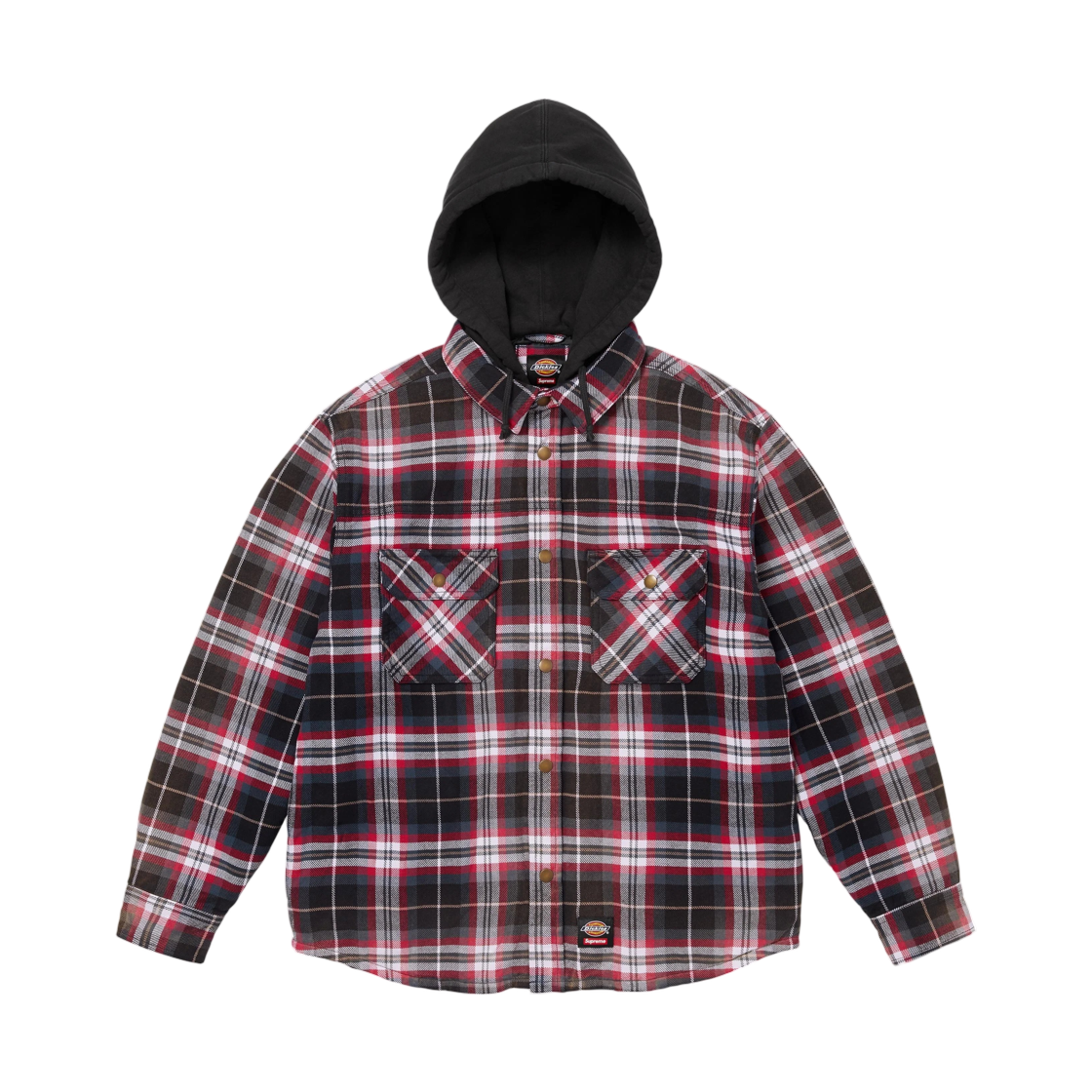 슈프림 x 디키즈 라인드 집업 후드 플란넬 셔츠 블랙 - 25FW(Supreme x Dickies Lined Zip Up Hooded Flannel Shirt Black - 25FW)