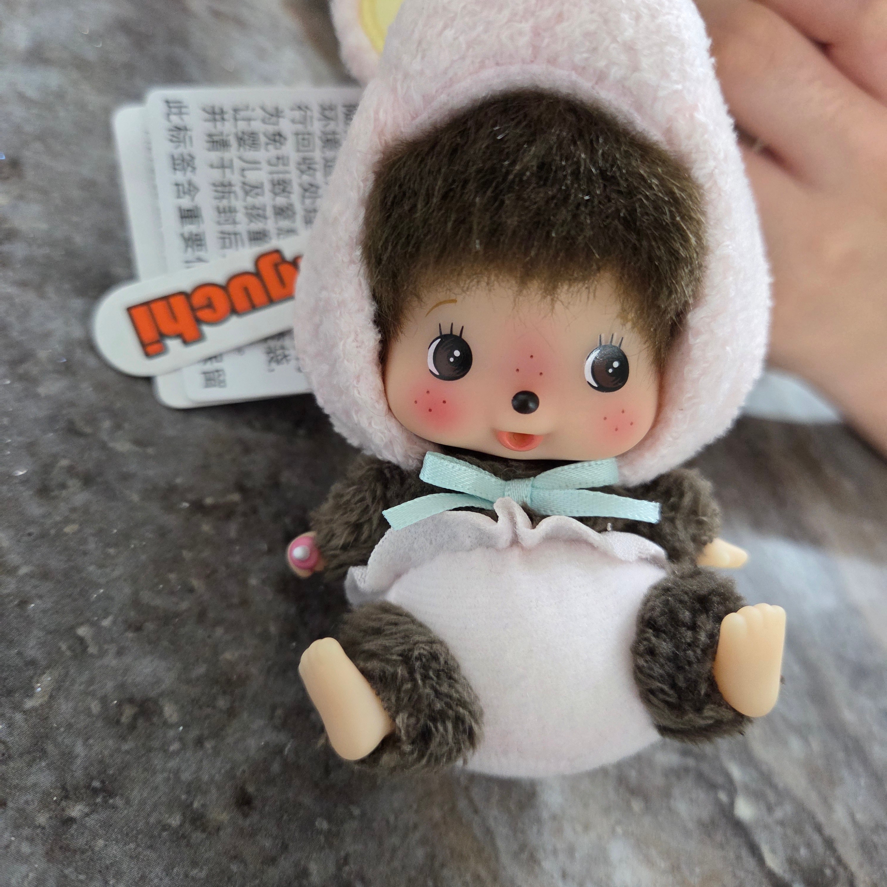 Monchhichi Animal Bebichhichi SS Rabbit Key Chain Pink 착용 스타일