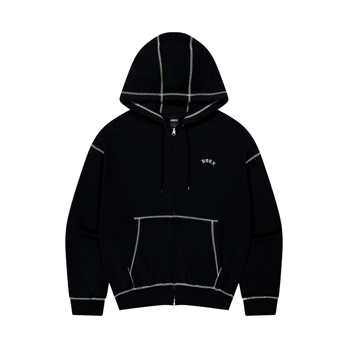 에이치덱스 컨트라스트 스티치 후디 집업 블랙(HDEX Contrast Stitch Hoodie Zip-up Black)