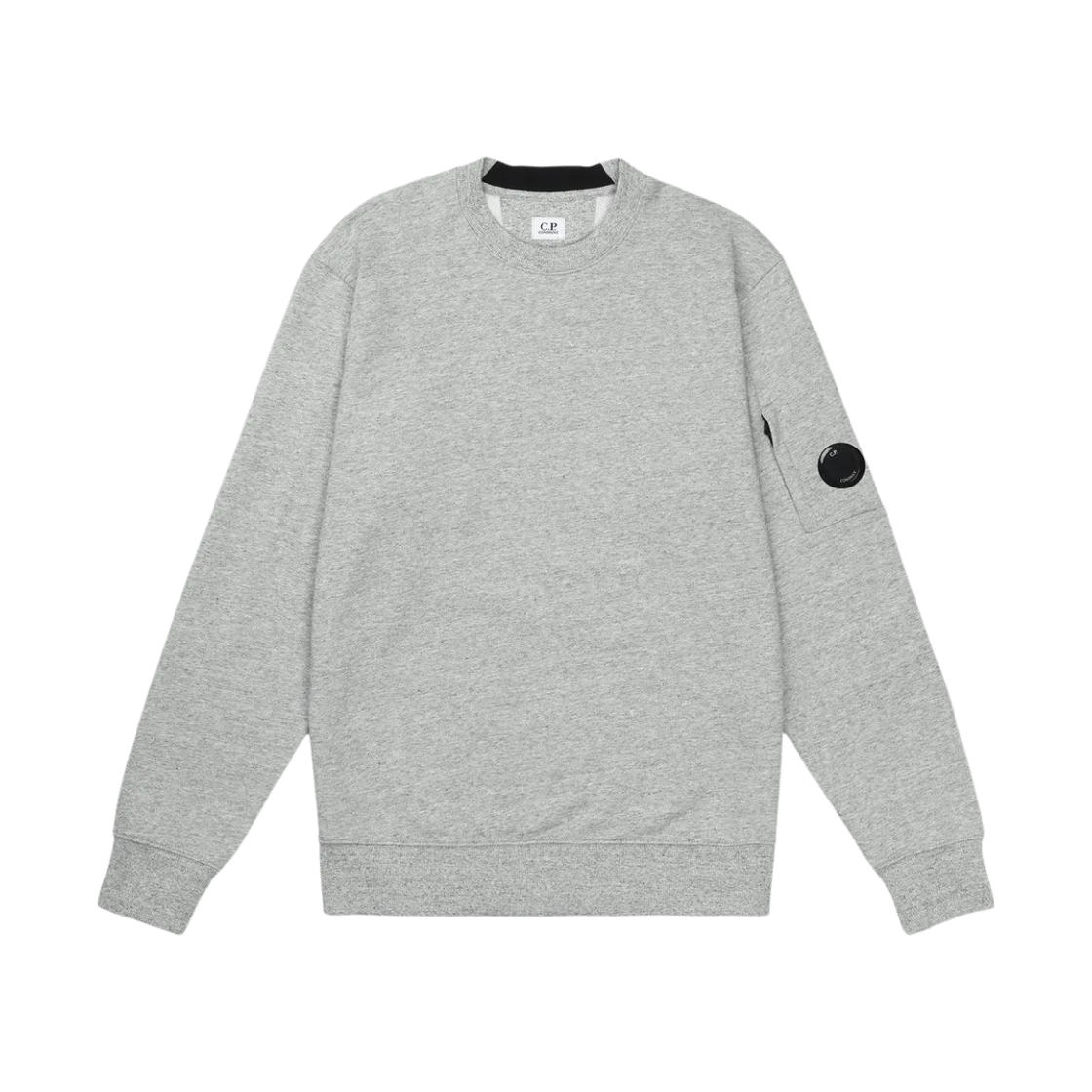 18CMSS023A005086WM94 C.P. Company Diagonal Raised Fleece Crewneck Lens Sweatshirt Greystone Melange Grey - 25SS