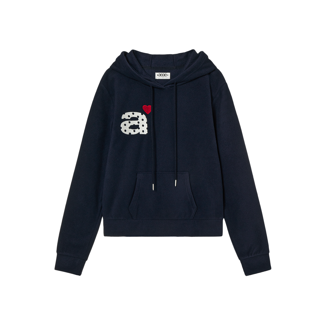 AE45FWHD006NVY AEAE Dot Small Letter Fleece Hoodie Navy