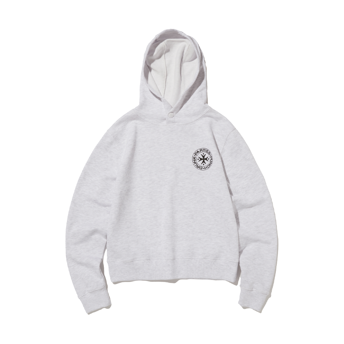 PDP252HD21AMW Punch Drunk Parties Circle Logo Slim Hoodie MELANGE WHTIE