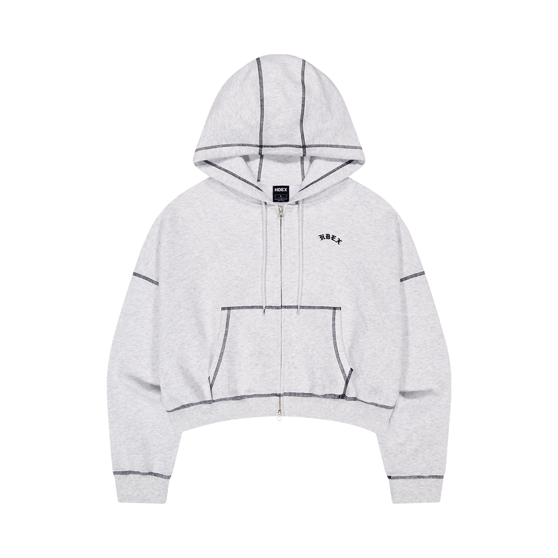 에이치덱스 우먼스 컨트라스트 스티치 후디 집업 멜란지 화이트(HDEX Womens Contrast Stitch Hoodie Zip-up Melange White)