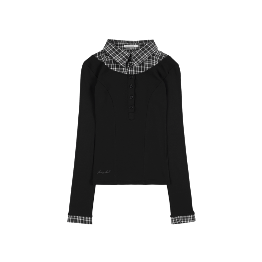 팬시클럽 3-WAY 도트 레이어드 롱슬리브 그레이 | FANCY CLUB