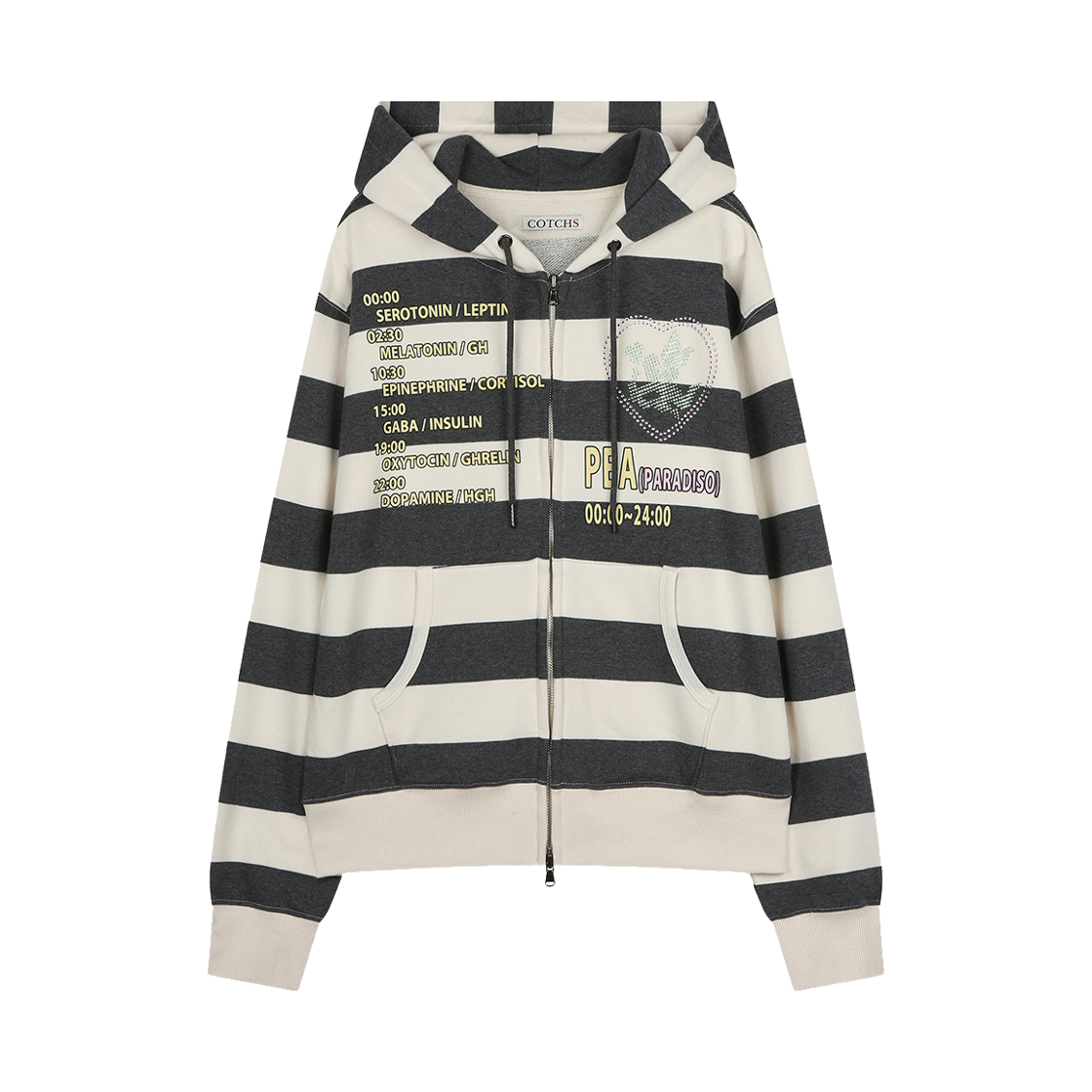 TT_1 Cotchs Time Table Hooded Zip Up Ivory