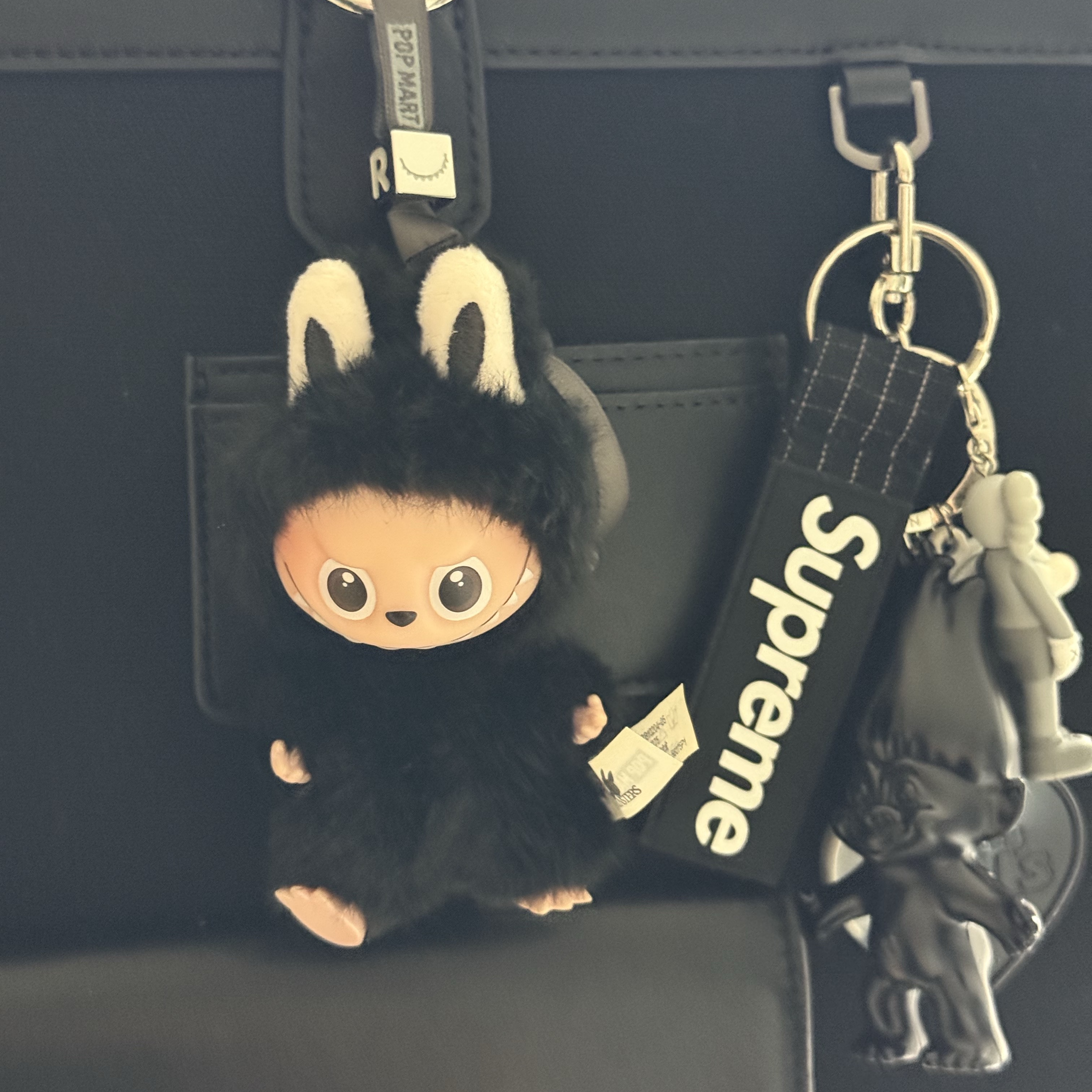 Pop Mart Labubu The Monsters Pin For Love Series Vinyl Plush Pendant (N-Z) R (Opened Case), Kaws Tokyo First Companion Flayed Keychain Grey 착용 스타일 - 1