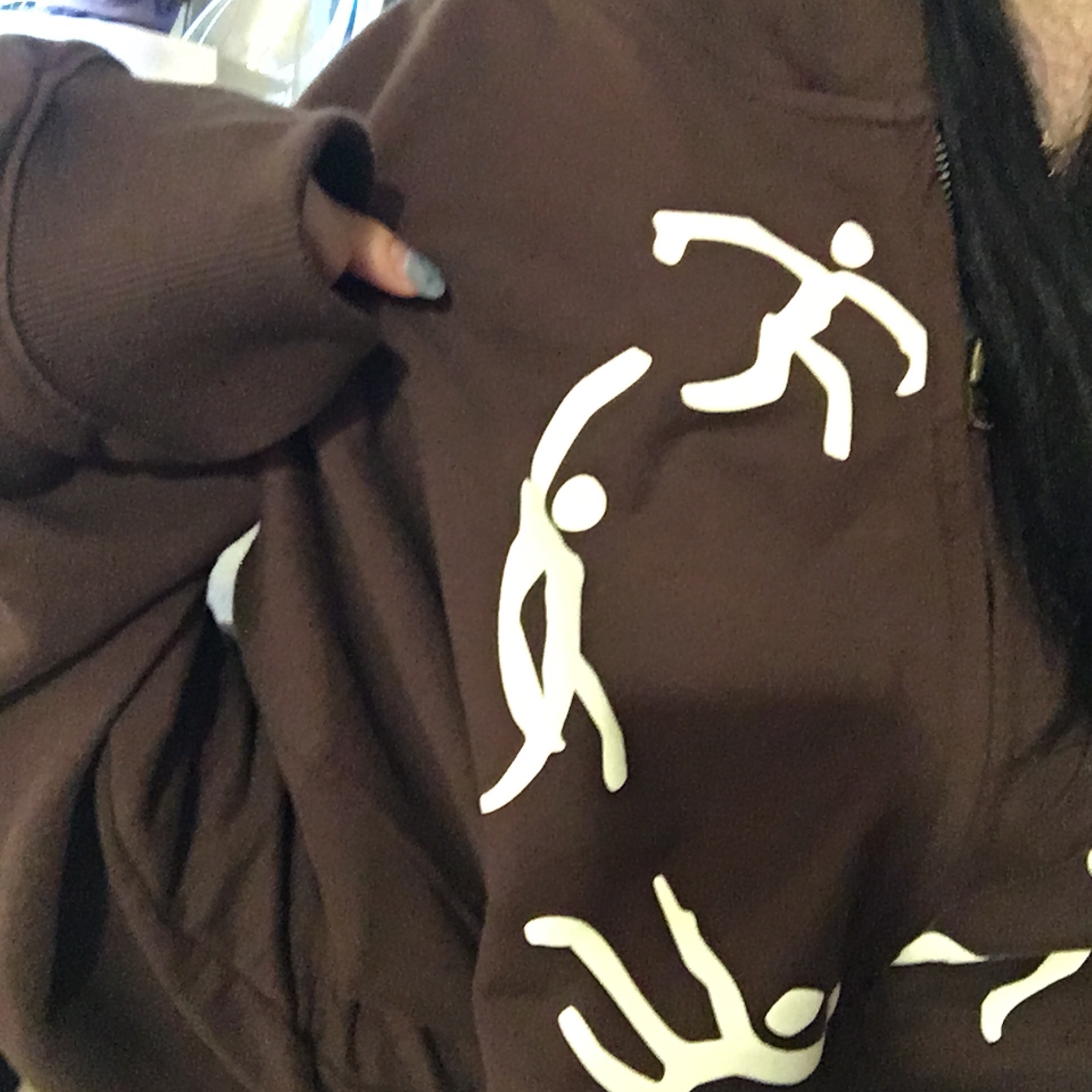 AMOU Dancing Circle Crop Hoodie Zip-Up Navy, AMOU Dancing Circle Crop Hoodie Zip-Up Brown 착용 스타일 - 8