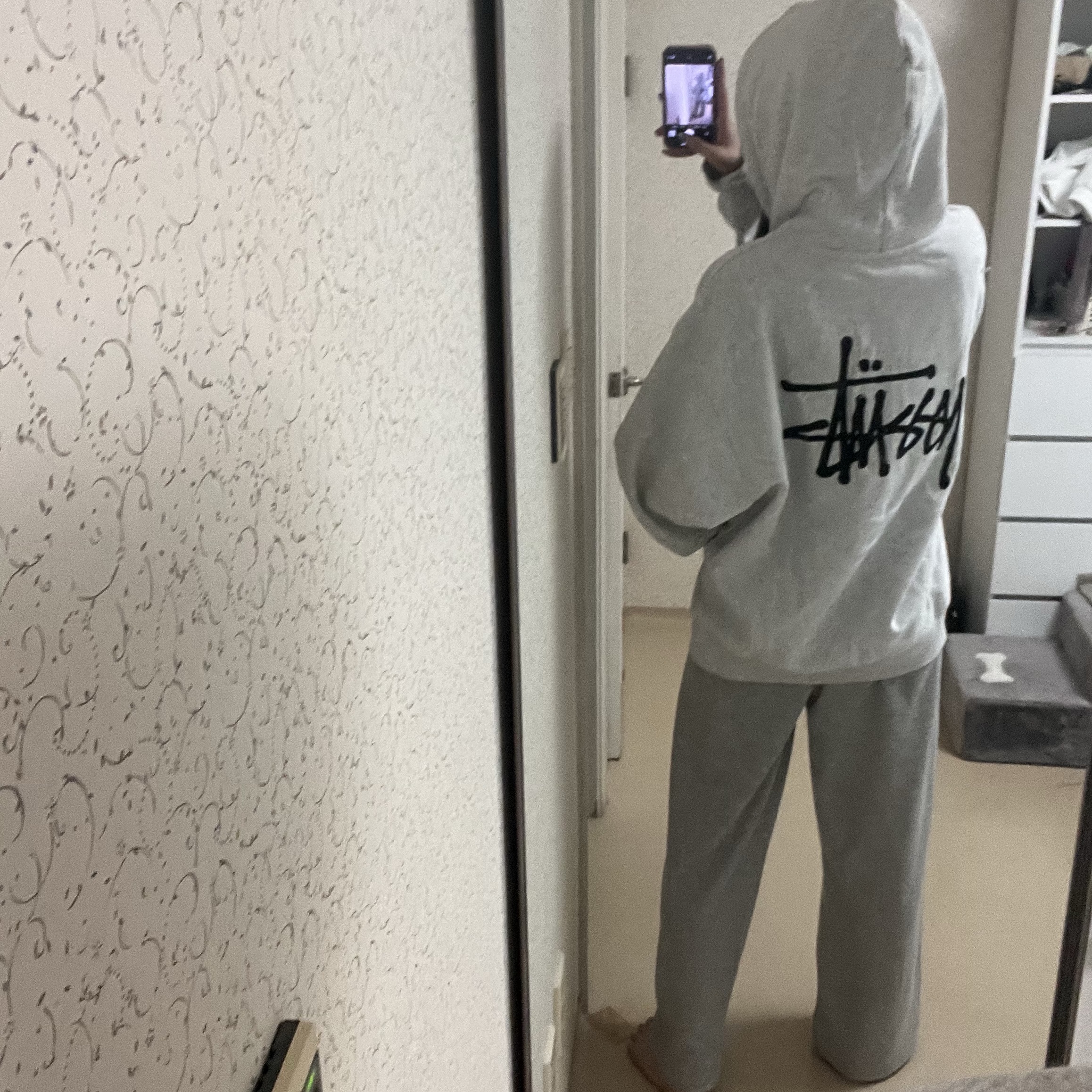 Stussy Basic Stussy Zip Hoodie Ash Heather 착용 스타일