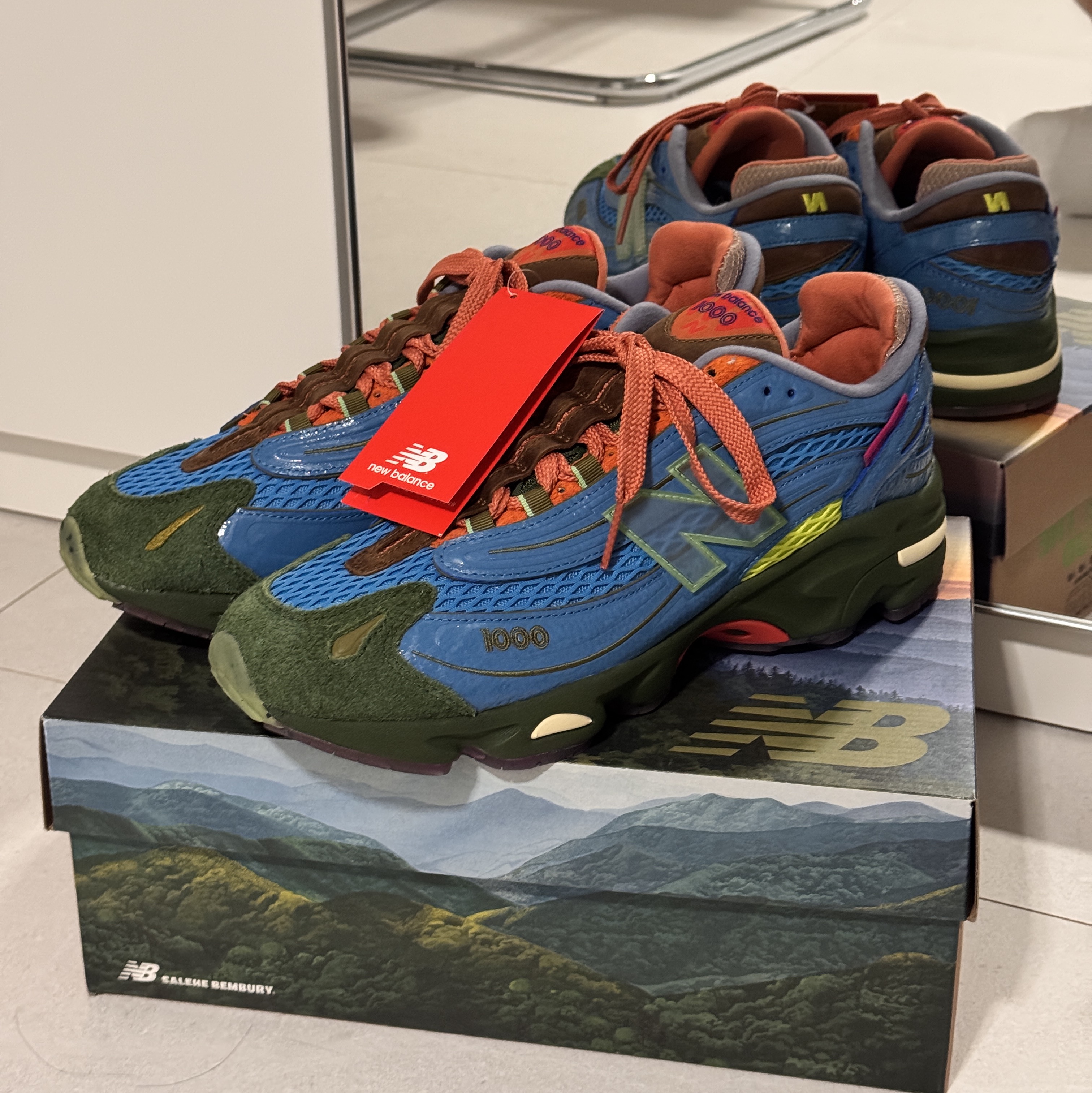 New Balance x Salehe Bembury 1000 Made in UK Blue Green 착용 스타일