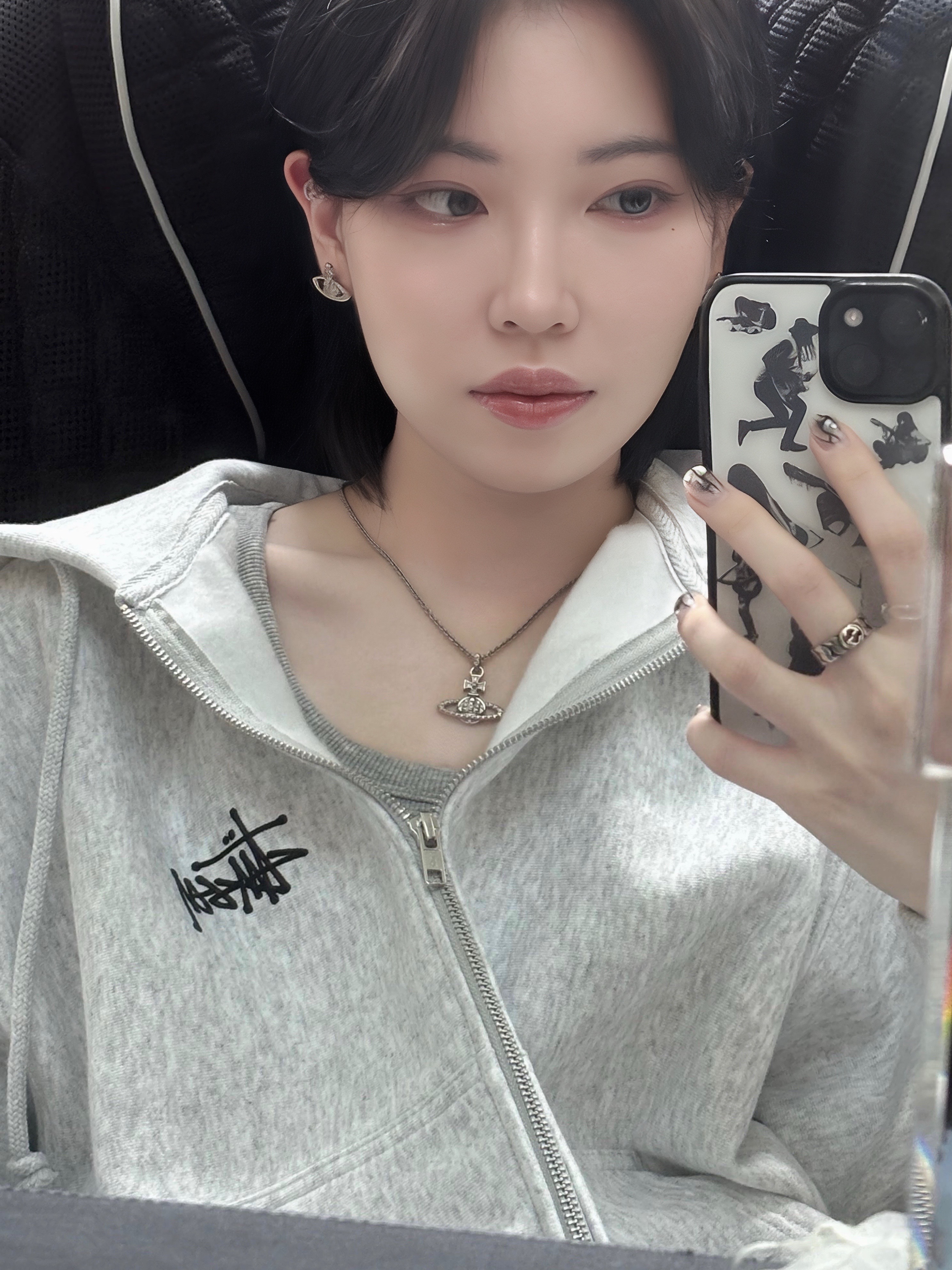 Stussy Basic Stussy Zip Hoodie Ash Heather 착용 스타일