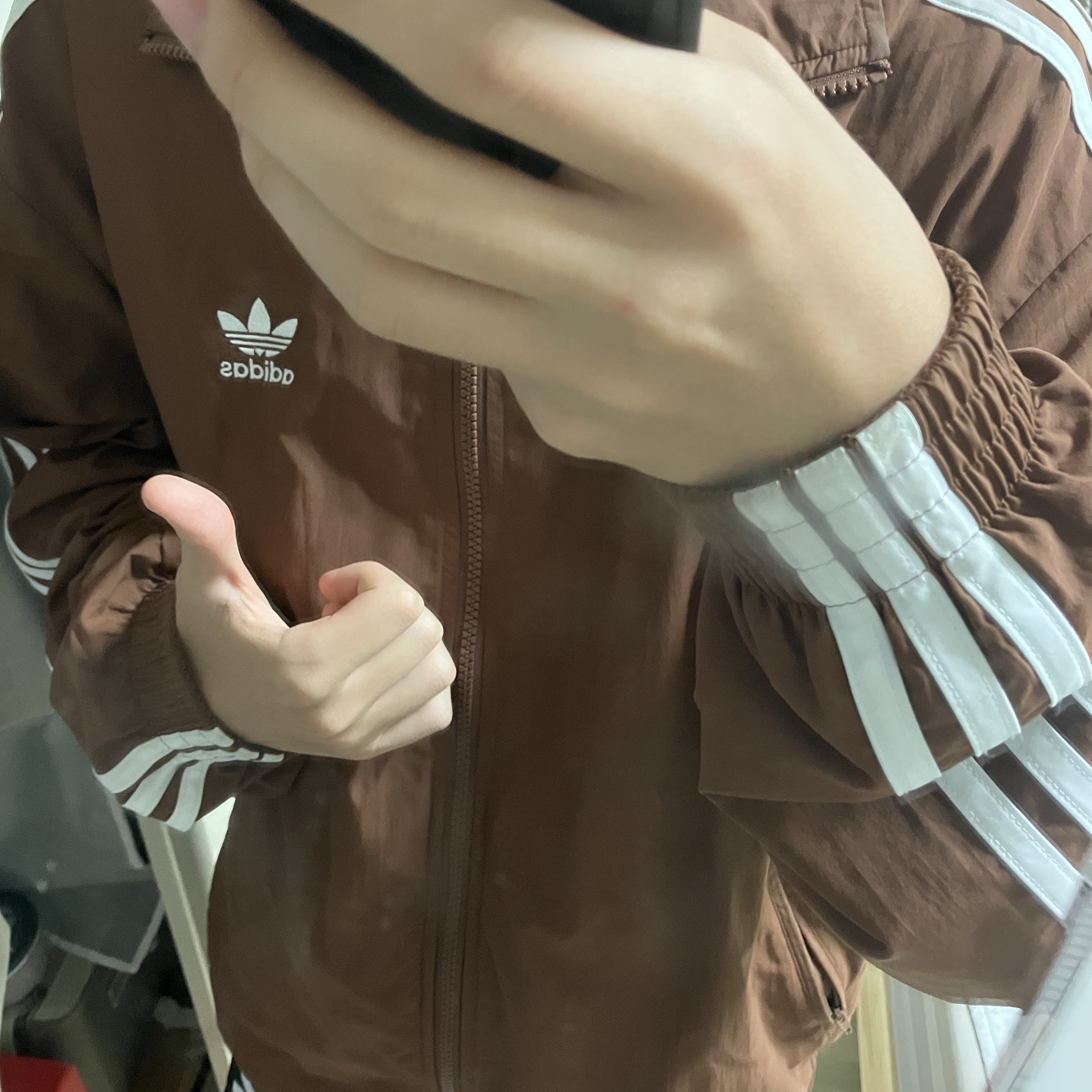 Adidas Adicolor Woven Firebird Track Top Preloved Brown - KR Sizing 착용 스타일