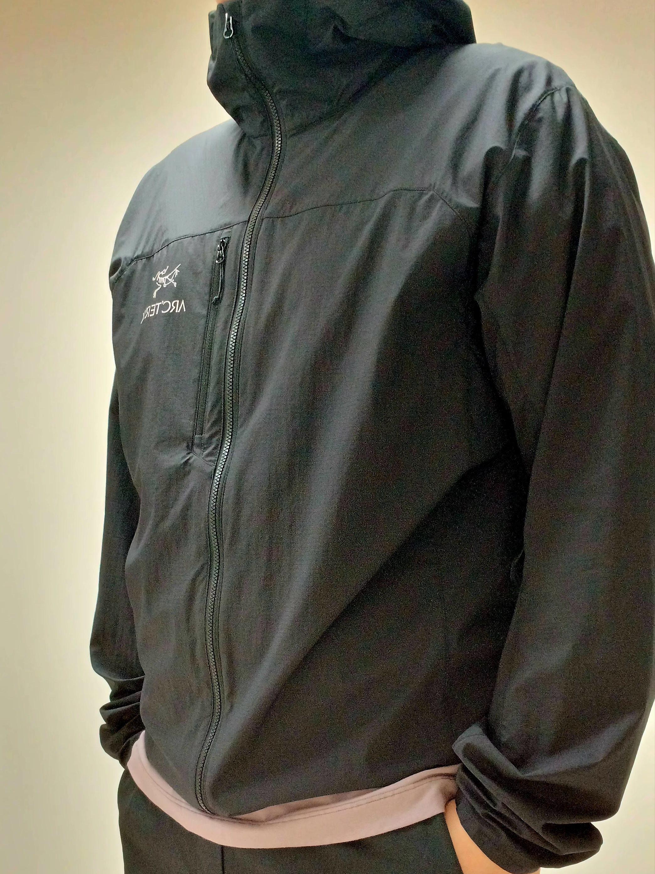 Arc'teryx Squamish Hoody Black, Arc'teryx Arc'word Logo SS T-Shirt Interstellar Phantasm 착용 스타일 - 8
