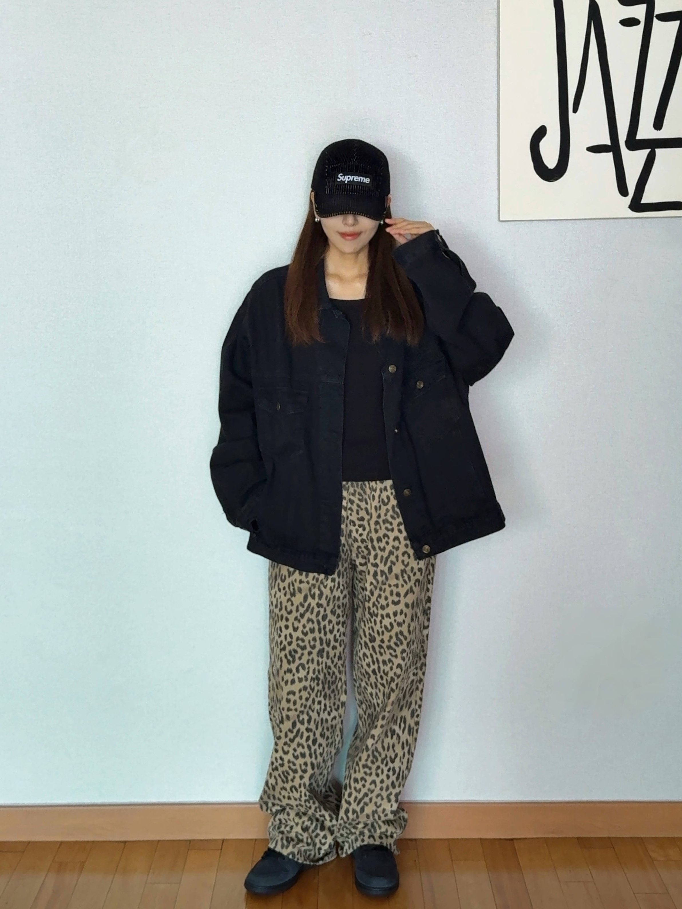 Supreme Denim Camp Cap Black - 23SS, Nike x Supreme SB Dunk Low Black 착용 스타일 - 2