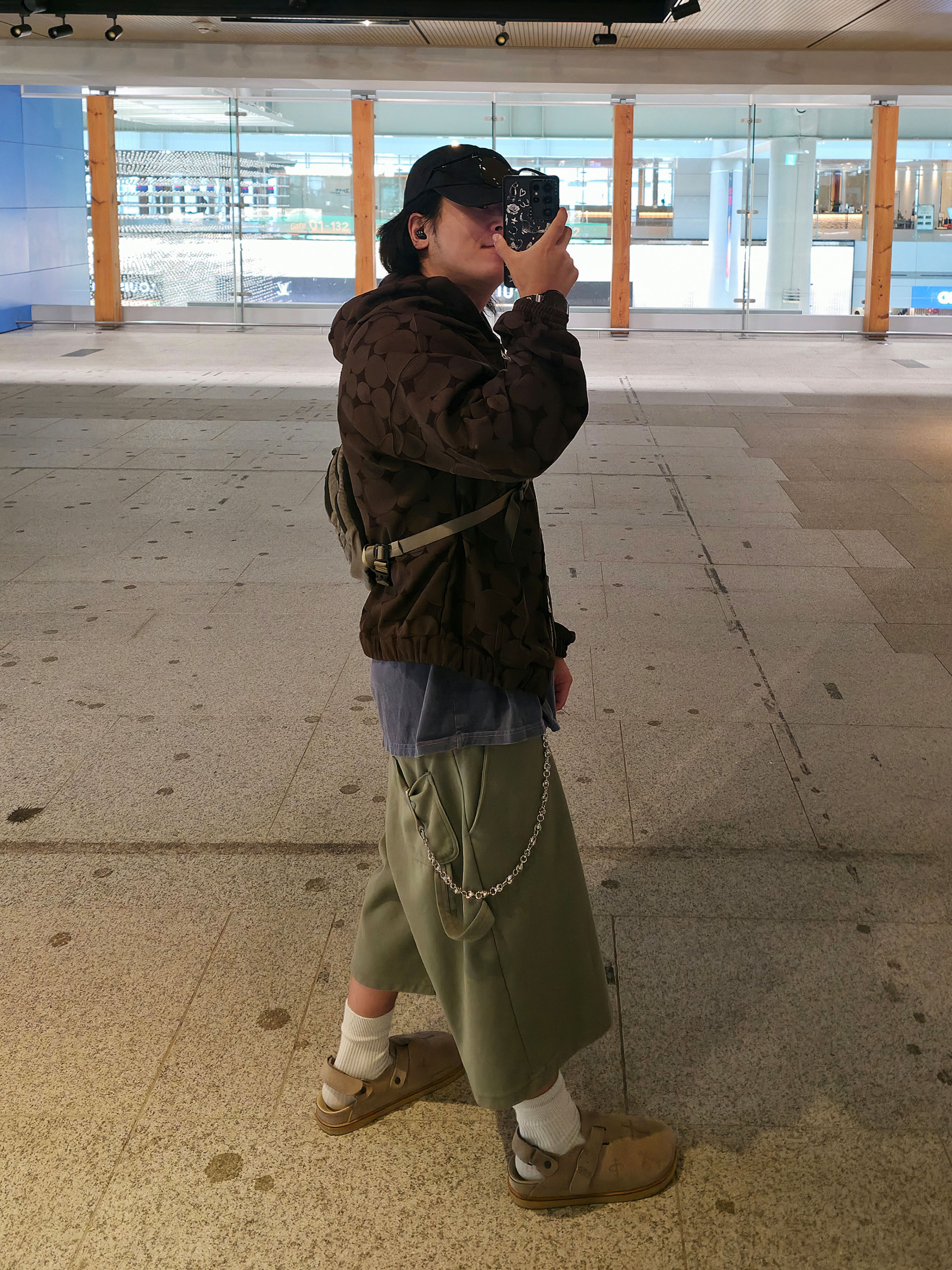 Nonnod Zen Zip Hoodie Brown Jacquard, C.P. Company Nylon B Crossbody Bag Walnut Beige - 24FW 착용 스타일 - 3