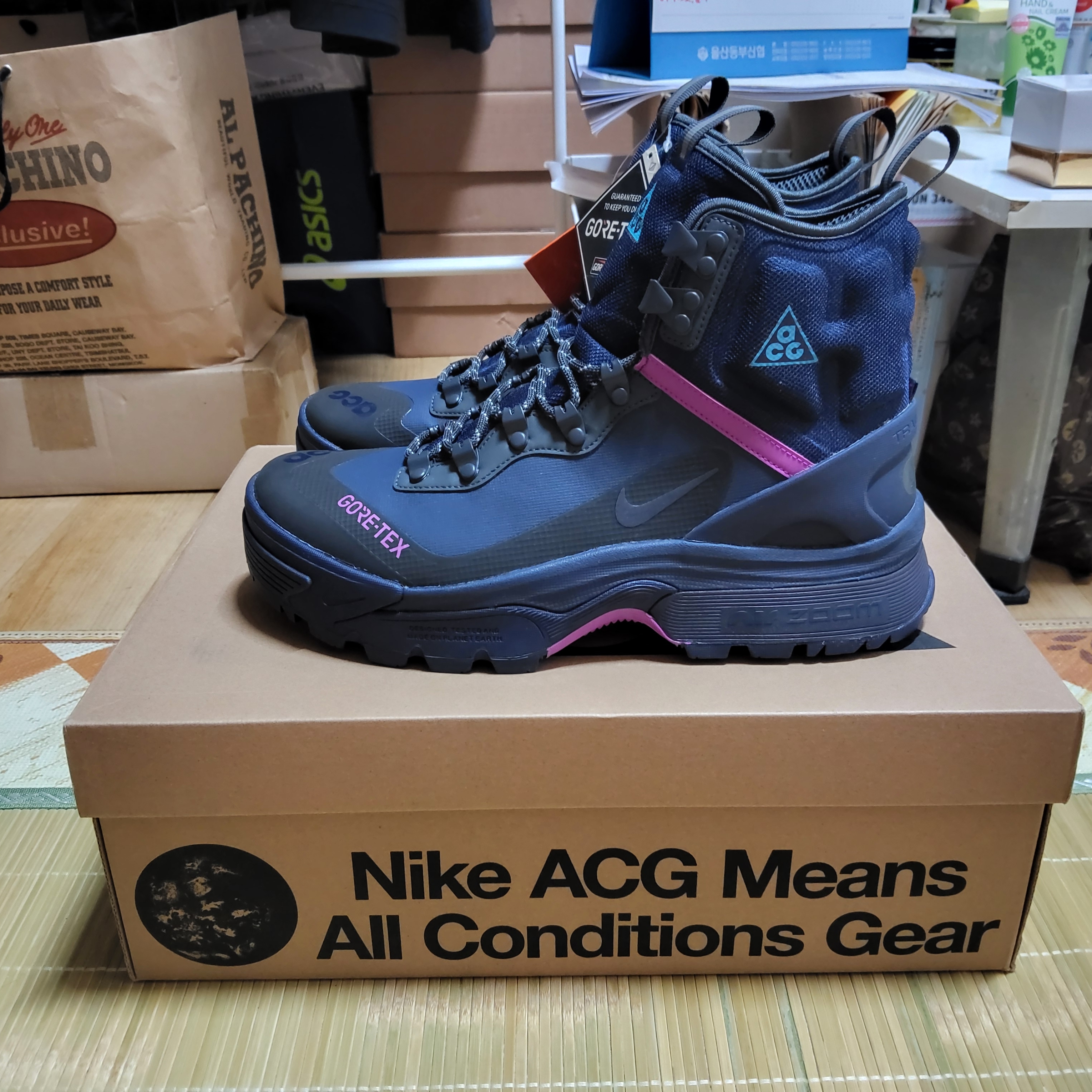 Nike ACG Air Zoom Gaiadome Gore-Tex Obsidian Teal Nebula 착용 스타일 - 1