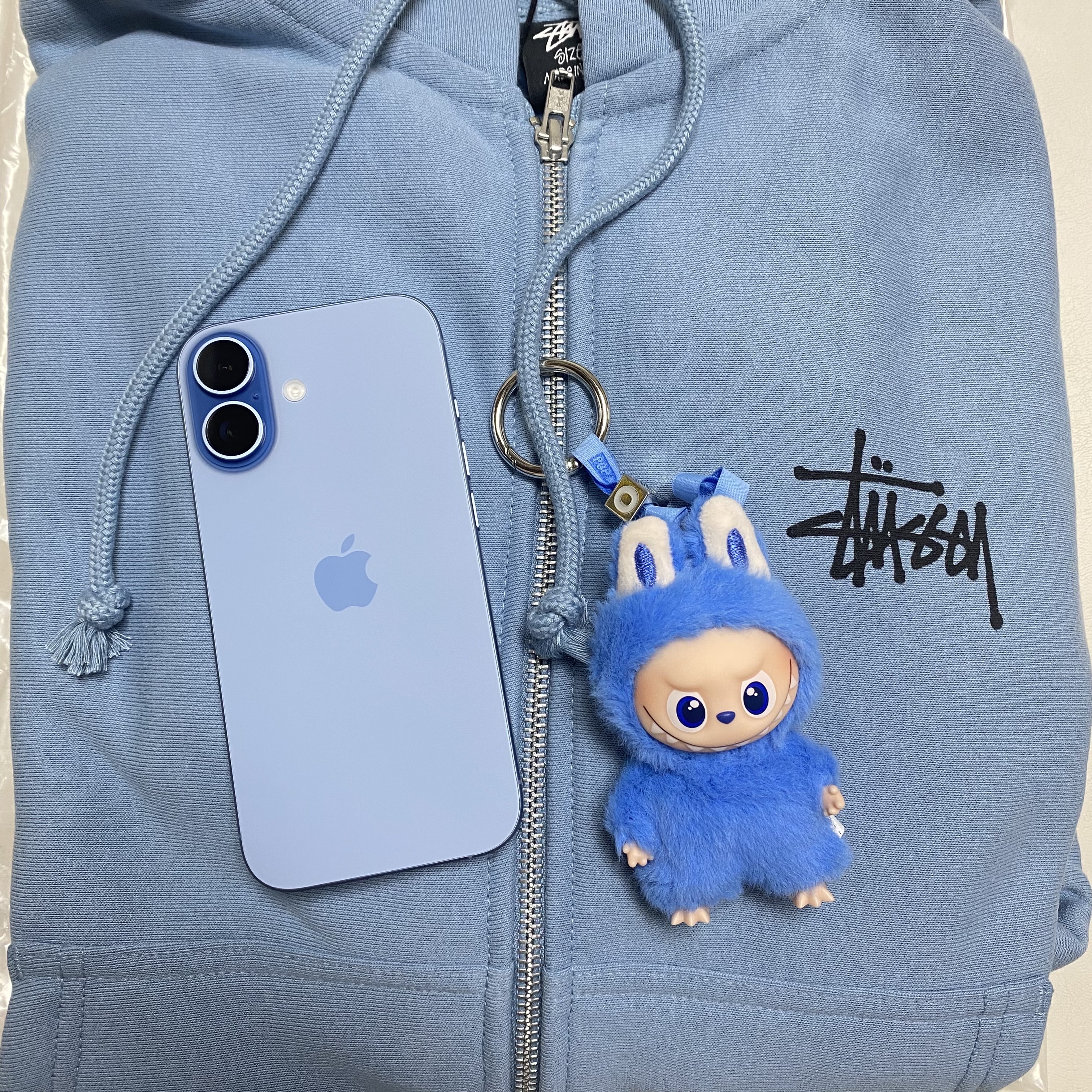 Stussy Basic Stussy Zip Hoodie Slate, Pop Mart Labubu The Monsters Pin For Love Series Vinyl Plush Pendant (N-Z) O (Opened Case) 착용 스타일