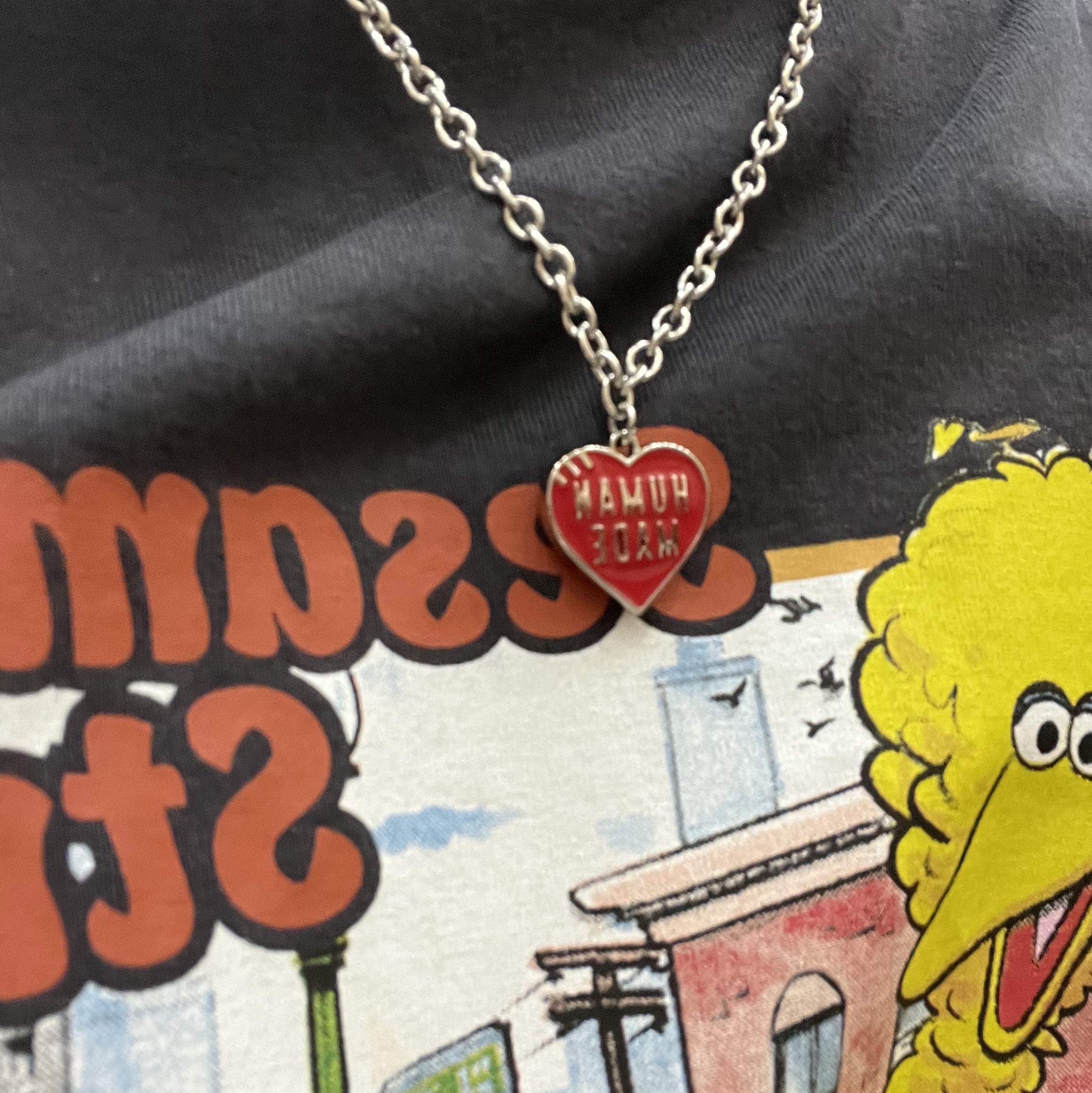 Human Made Heart Necklace Red 착용 스타일