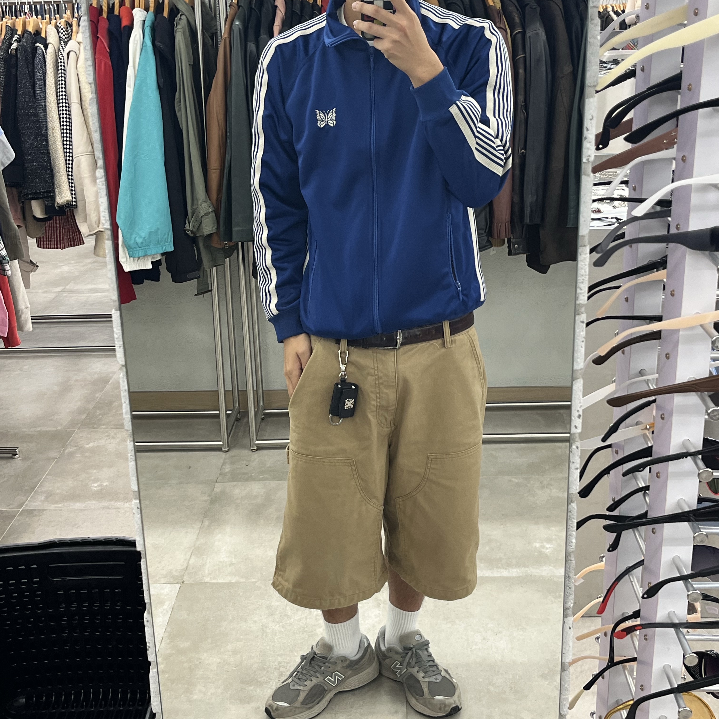 Needles Track Jacket Poly Smooth Royal 착용 스타일