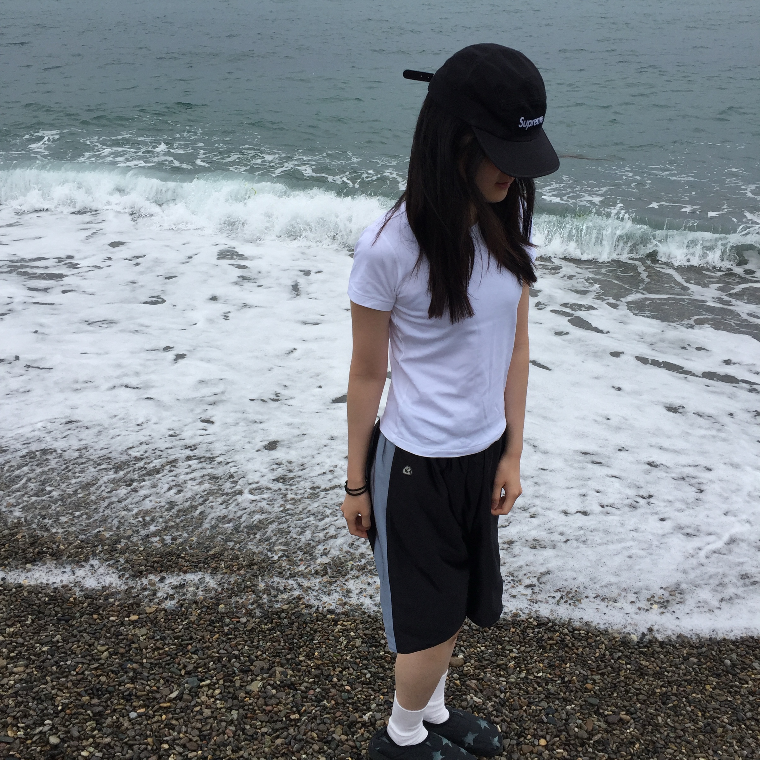 Supreme Washed Chino Twill Camp Cap Black, (W) Coyseio Shining Trikot Shorts White 착용 스타일 - 2
