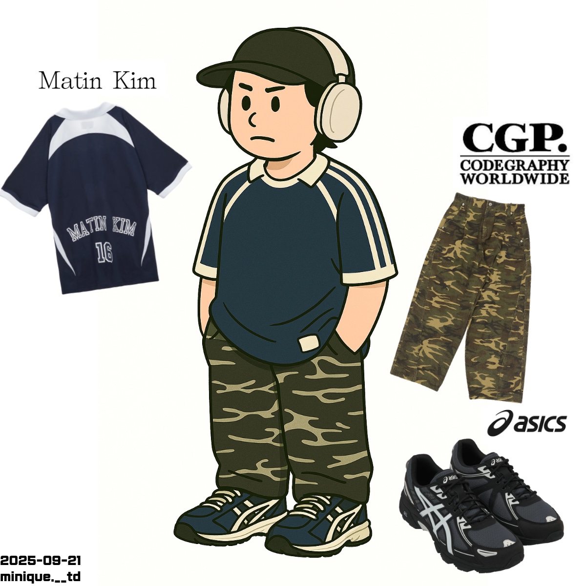 Asics Gel-Venture 6 Carrier Grey, Matin Kim Sporty Track Jersy Top Navy 착용 스타일 - 1