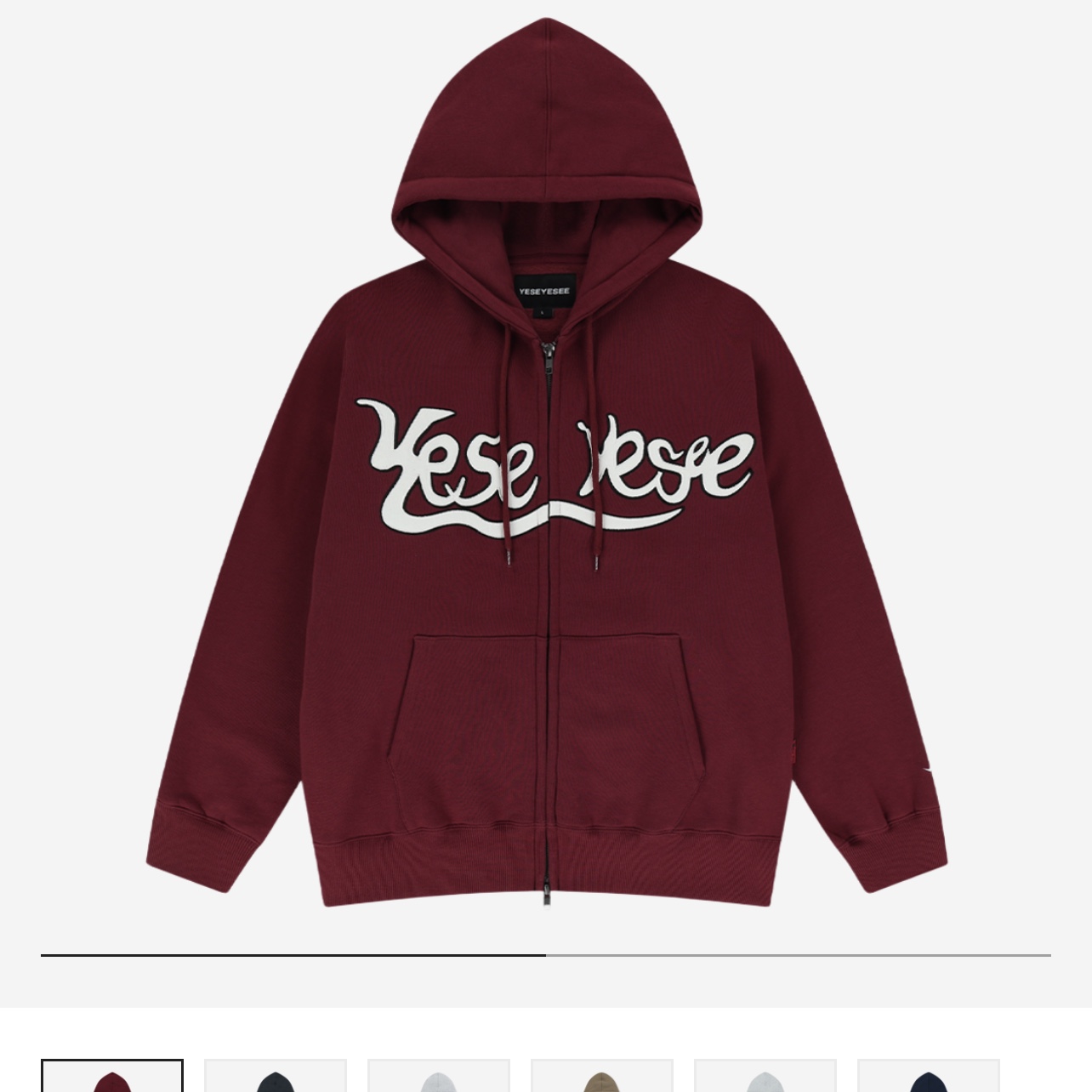 NewJeans x Murakami Medium Reusable Bag, YESEYESEE Y.E.S Snail Logo Zip-up Hoodie Burgundy 착용 스타일 - 2