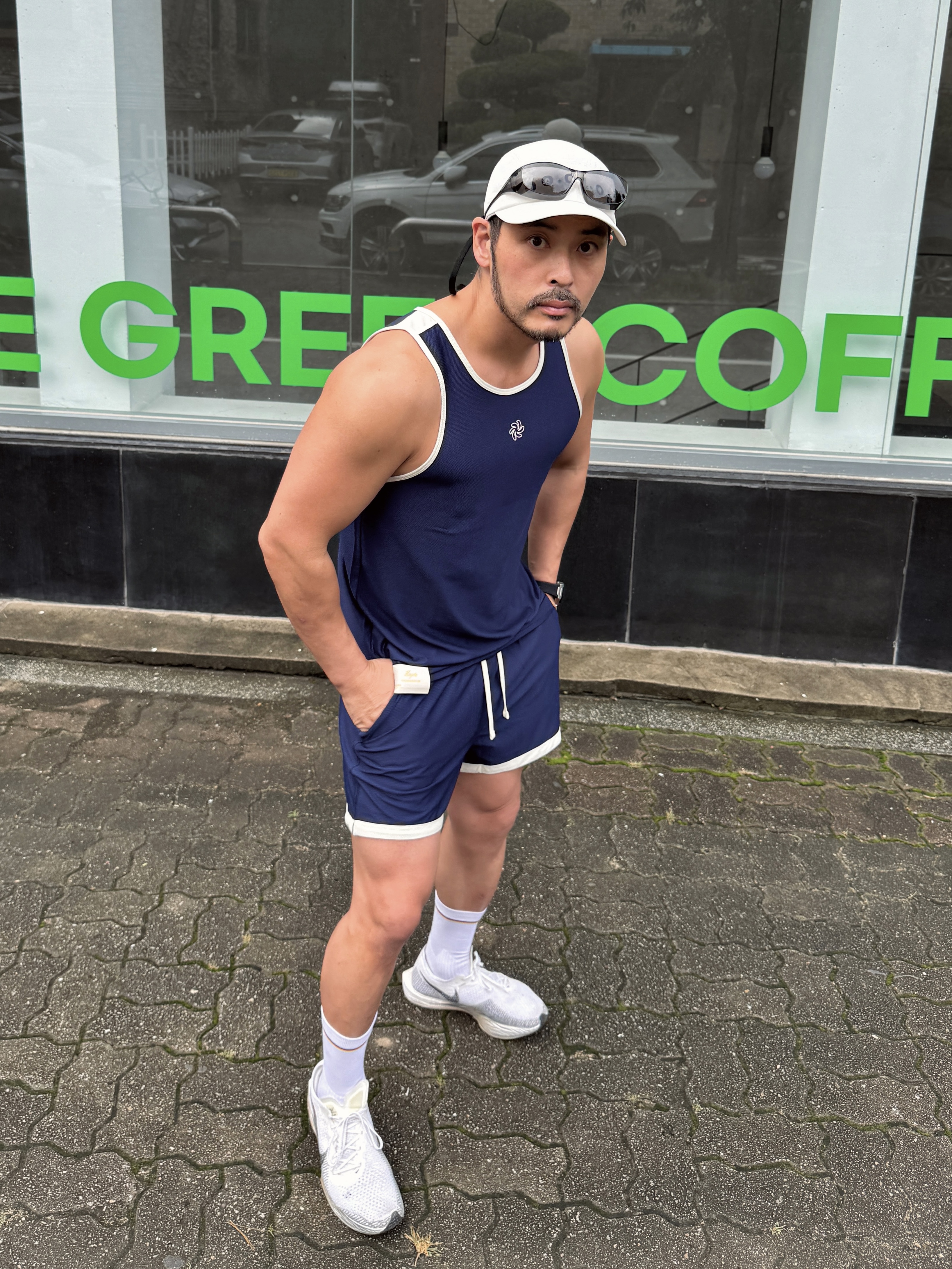 Nike ZoomX Vaporfly Next% 3 White Grey, HEYSTE Spiral Mesh Shorts Navy 착용 스타일 - 1