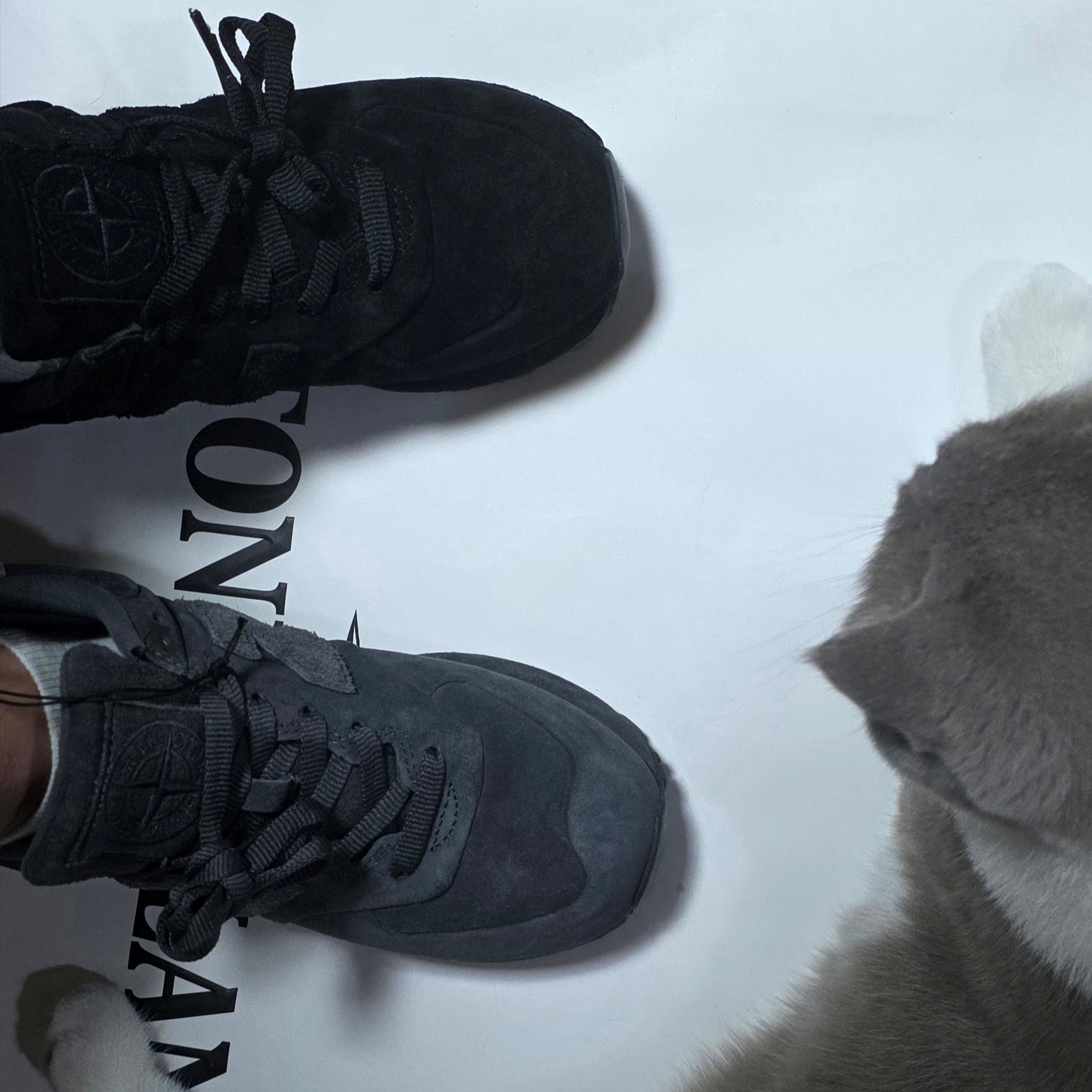 New Balance x Stone Island 574 Ghost Dark Grey 착용 스타일 - 1