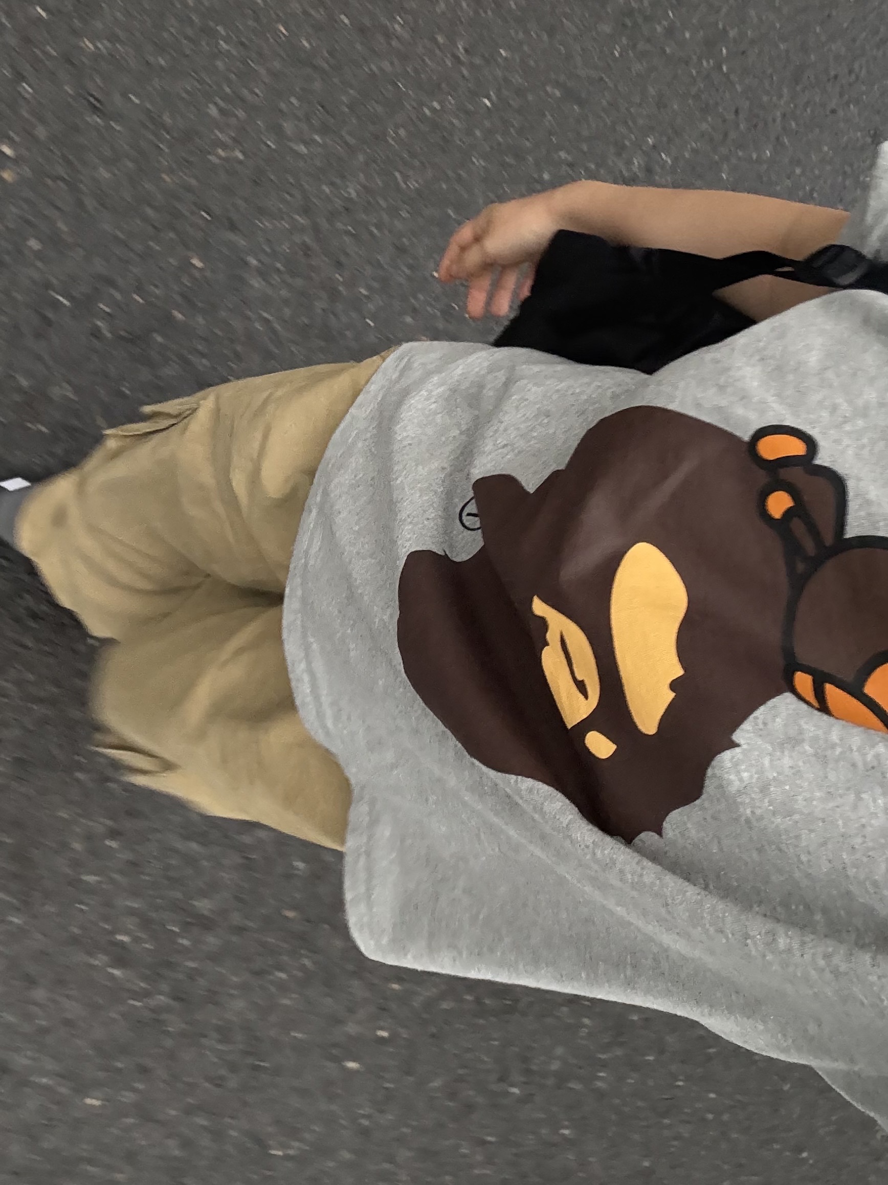 BAPE Milo On Big Ape T-Shirt Gray, Arc'teryx Heliad 15 Backpack Black 착용 스타일 - 1