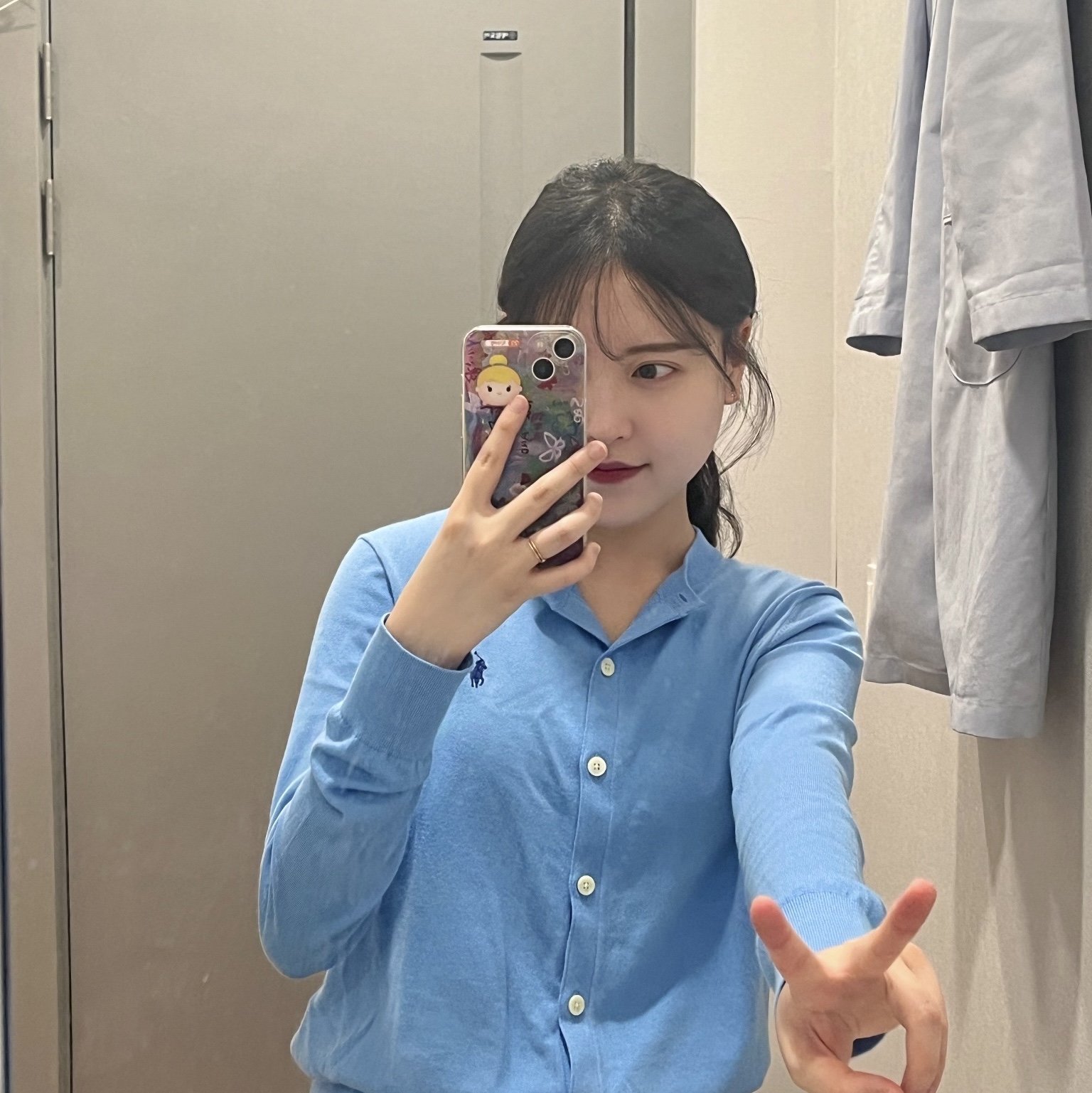 [30%적립] Polo Ralph Lauren Women Cotton Blend Cardigan Blue 착용 스타일