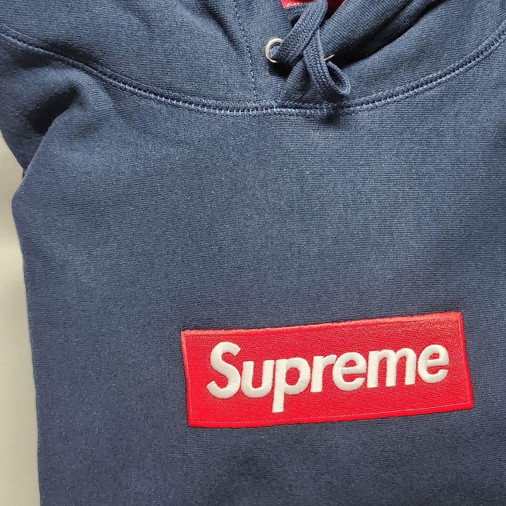 Supreme Box Logo Hooded Sweatshirt Navy - 24FW 착용 스타일