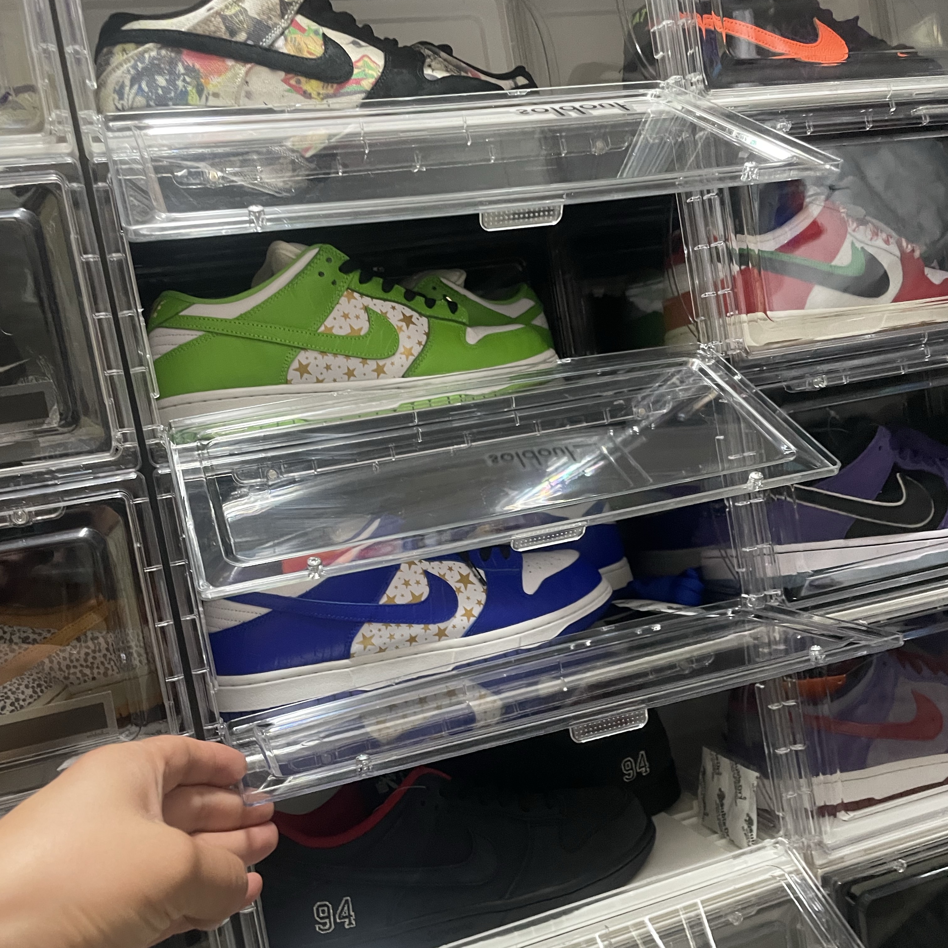 Nike x Supreme SB Dunk Low Mean Green, Nike x Supreme SB Dunk Low Hyper Blue 착용 스타일