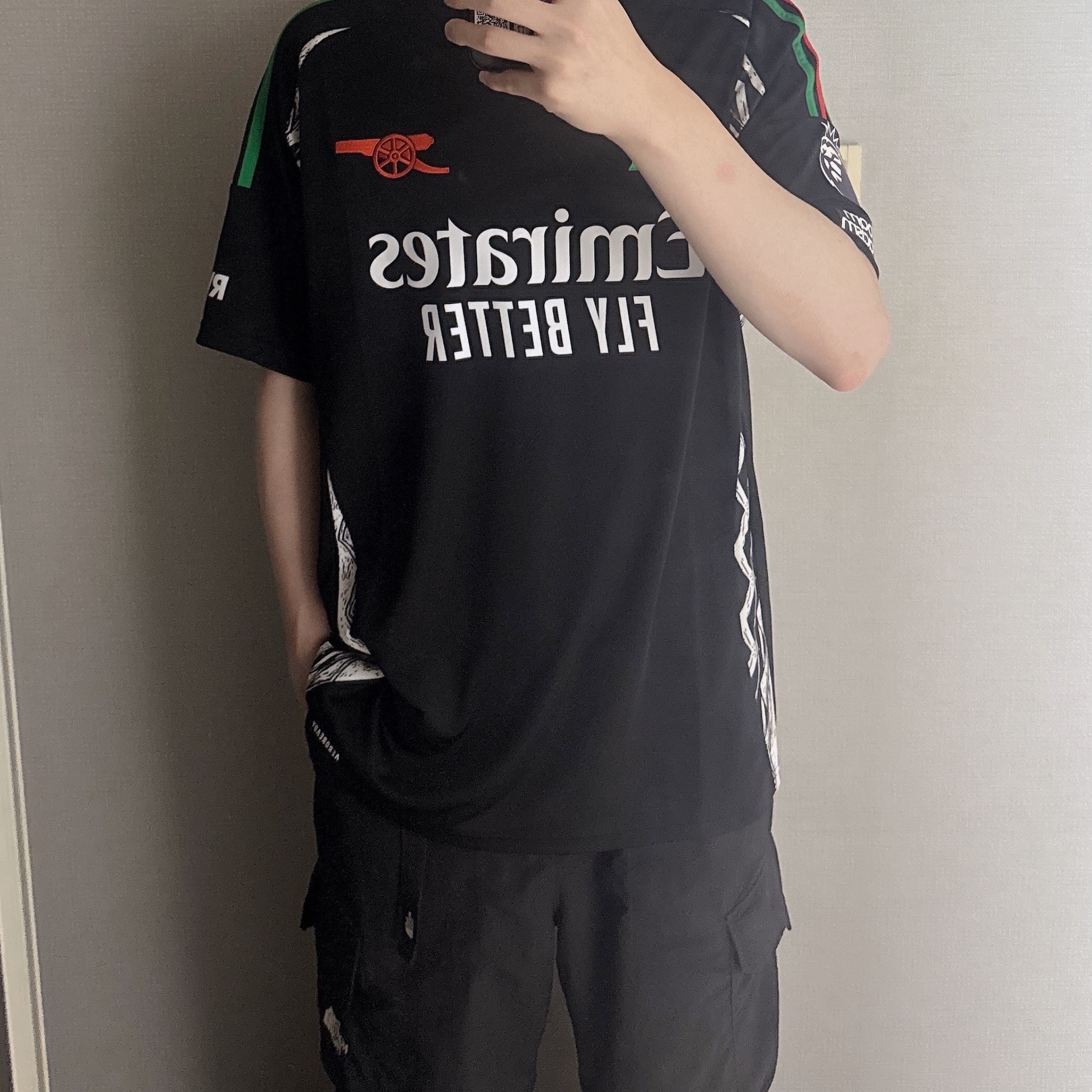 Adidas Arsenal 2024/25 Away Jersey Black - KR Sizing (Non Marking Ver.) 착용 스타일 - 1