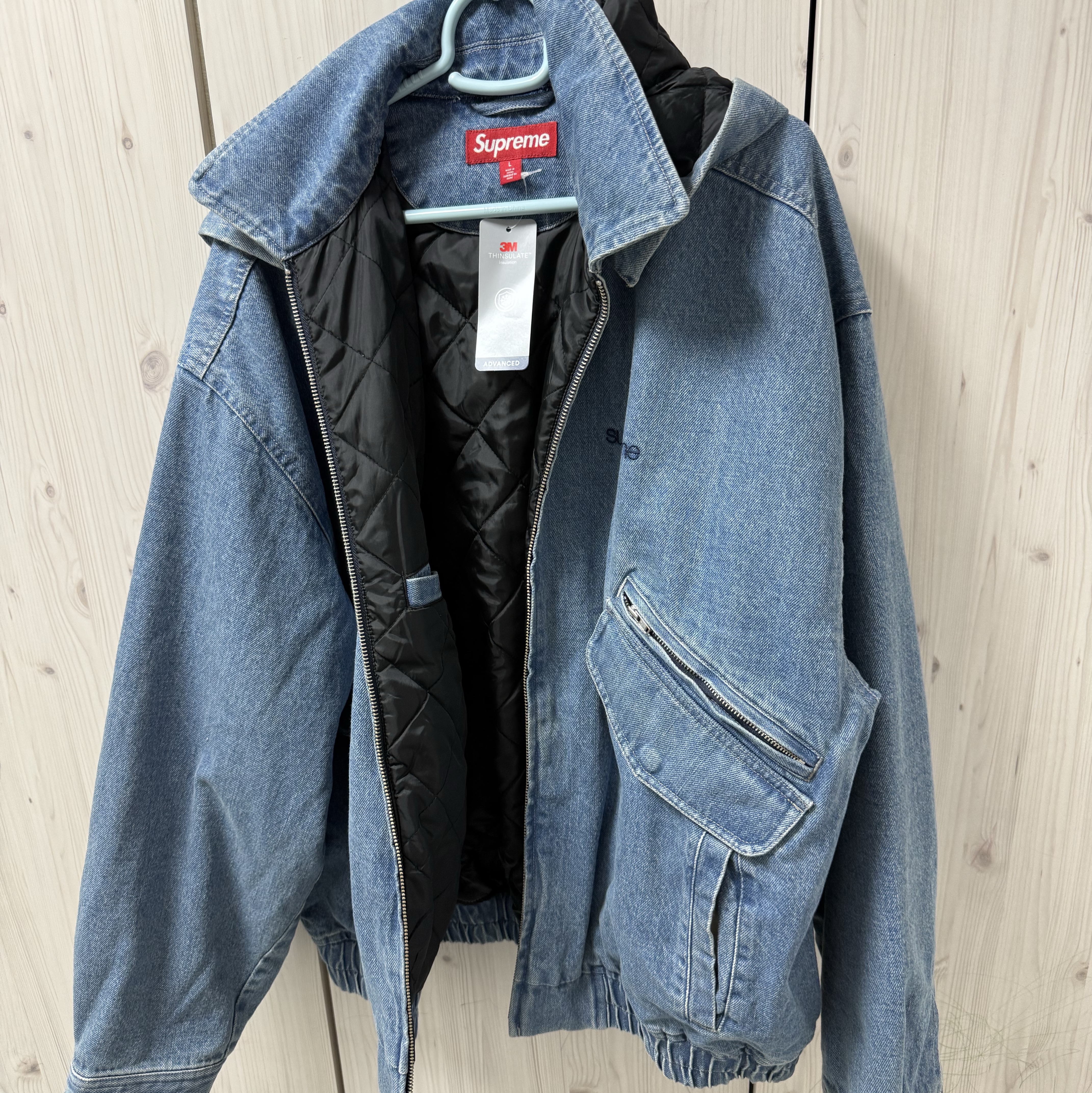 Supreme Hooded Utility Jacket Denim - 25FW 착용 스타일