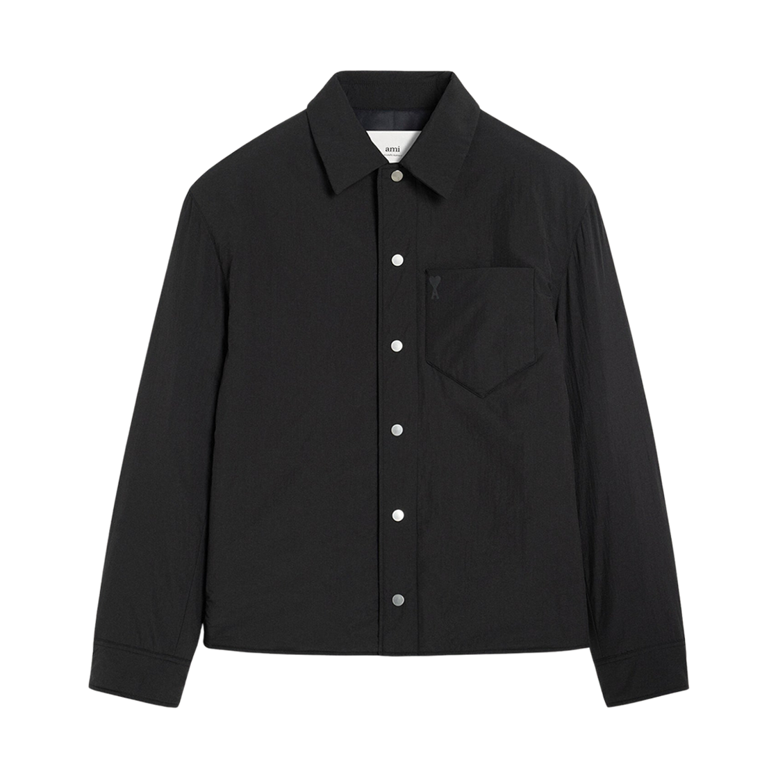 아미 톤온톤 하트 로고 테크니컬 캔버스 패딩 오버셔츠 블랙(AMI de Coeur Technical Canvas Padded Overshirt Black)