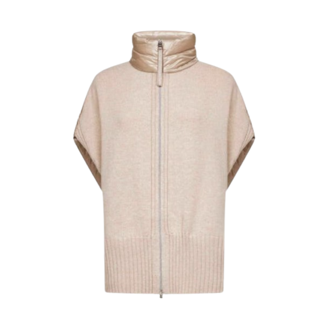 PI00139DR-12017Z-1985 (W) Herno Resort Knit Ultralight Nylon Poncho Chantilly